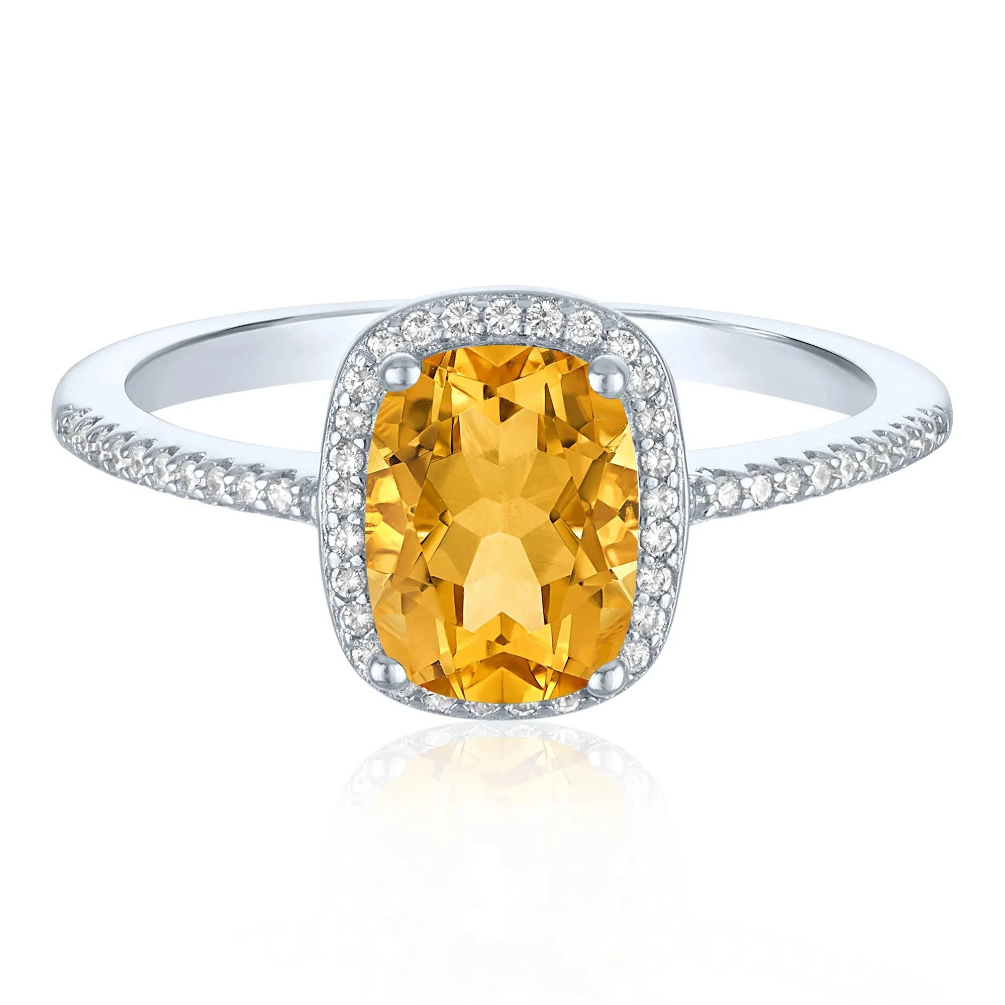 Citrine & Lab-Created White Sapphire Ring Earring and Pendant Box Set .925 Sterling Silver Size 9 1mm - Image 3