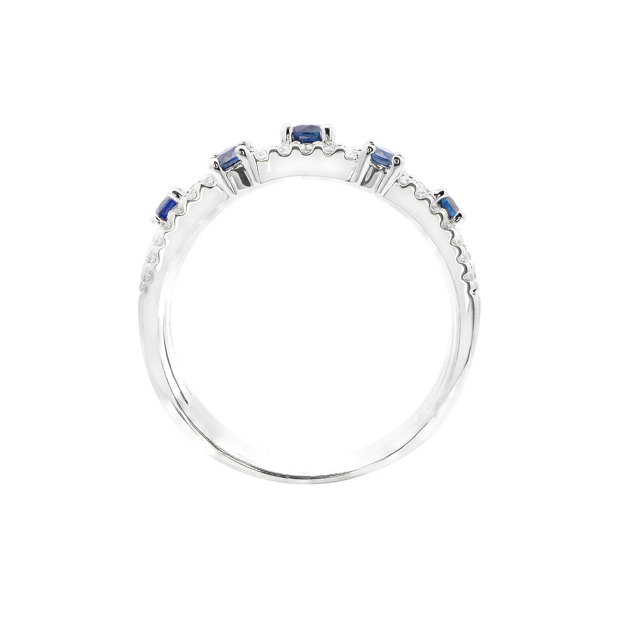 1/3 CT. Tw. Blue Sapphire & Diamond Three-Layer Ring 10K White Gold Size 7.5 1mm - Image 2