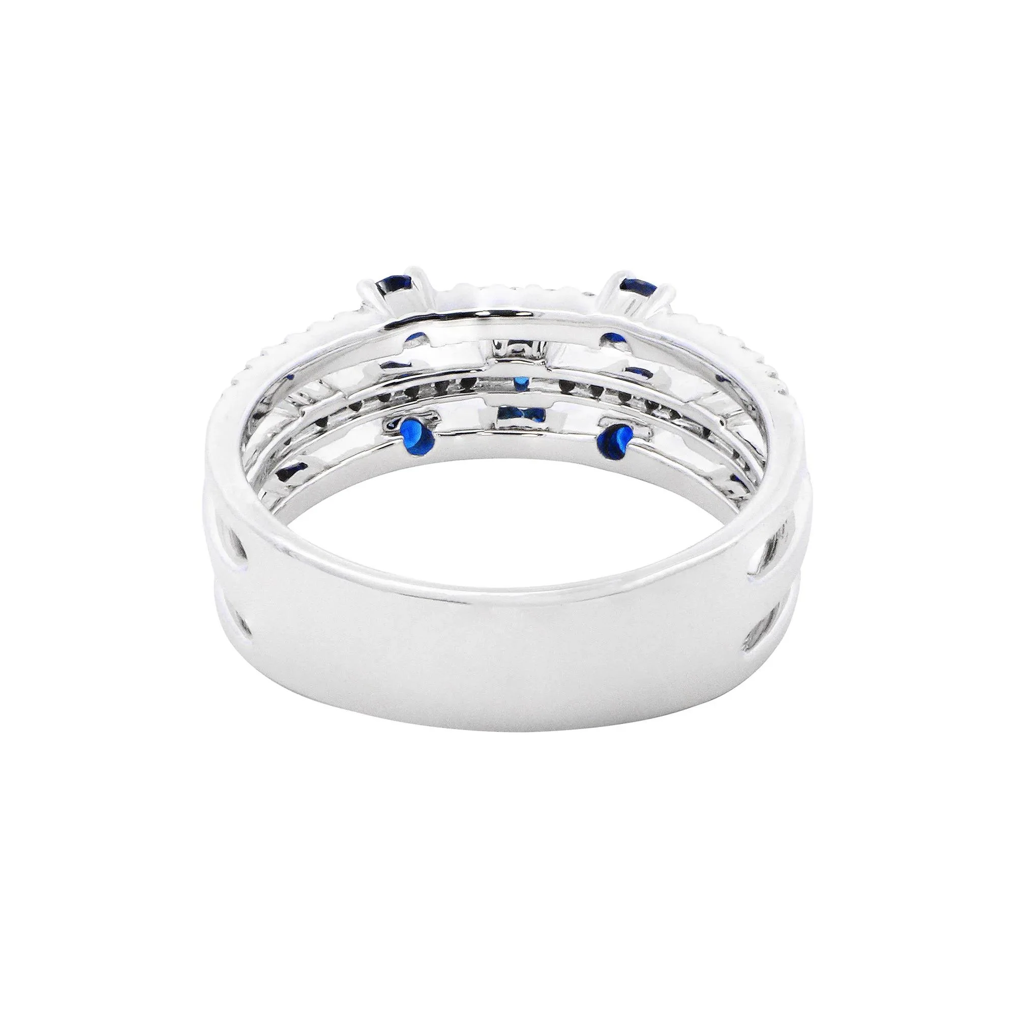 1/3 CT. Tw. Blue Sapphire & Diamond Three-Layer Ring 10K White Gold Size 7.5 1mm - Image 4