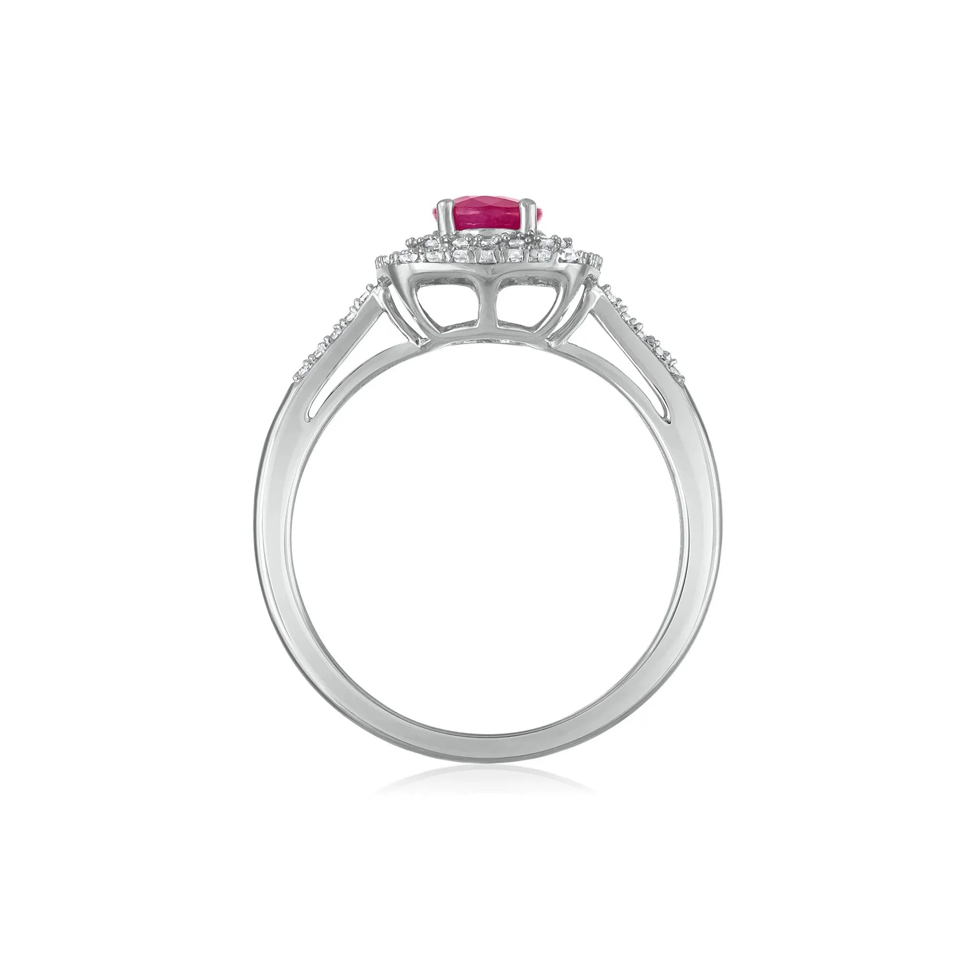 1/3 CT. Tw. Oval Ruby Halo Ring 10K White Gold Size 9 1.5mm