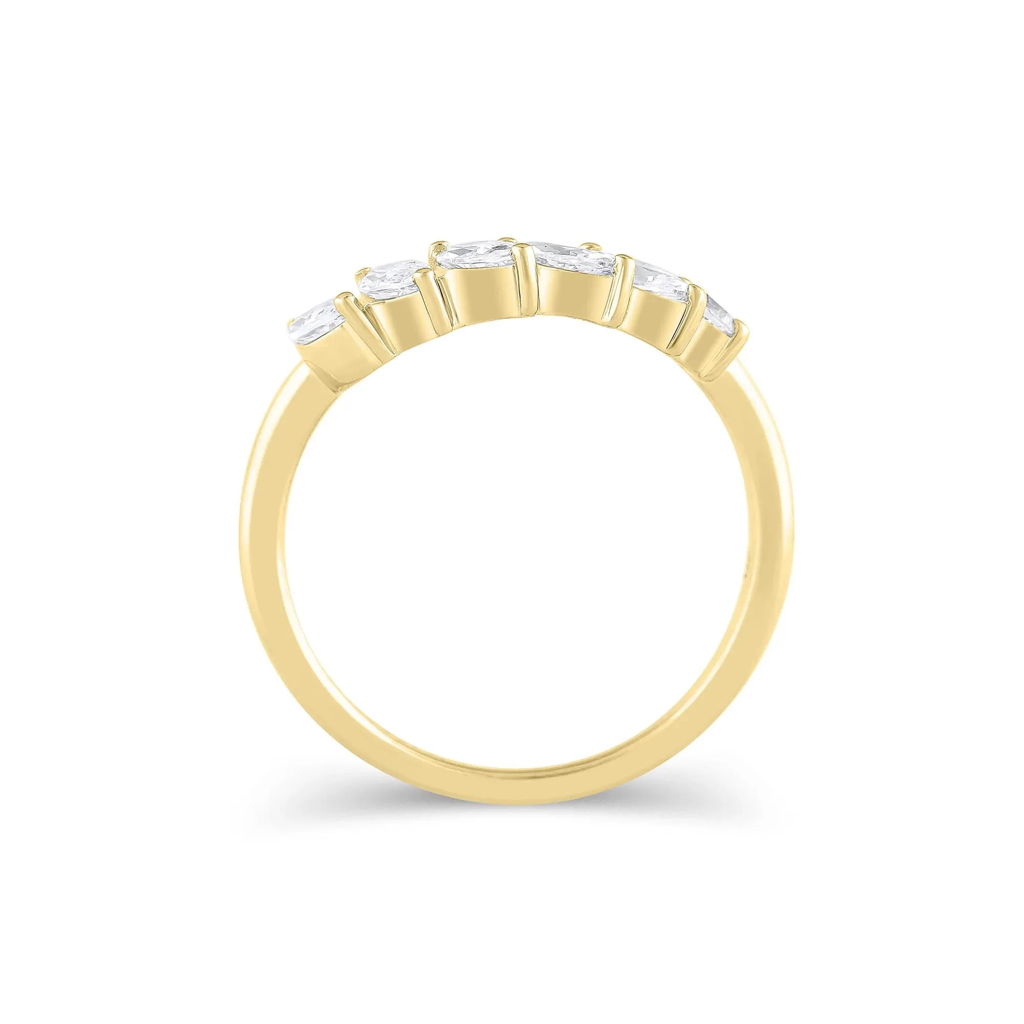 3/4 CT. Tw. Lab Grown Diamond Marquise-Cut Contour Band Ring 14K Yellow Gold Round Brilliant Cut Size 6 9mm - Image 2