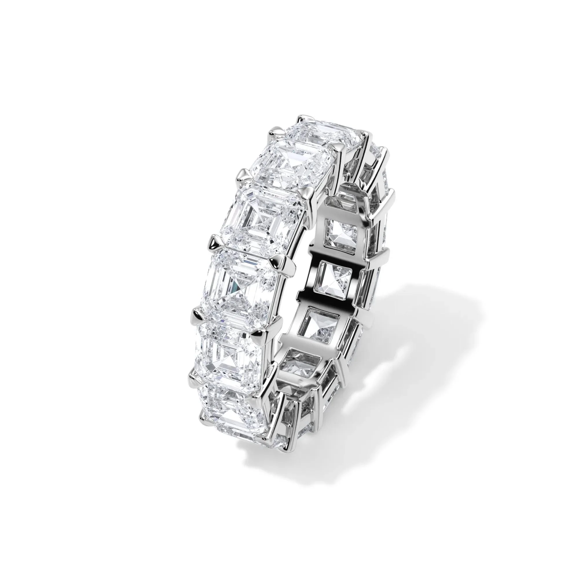 10 1/2 CT. Tw. Lab Grown Diamond Asscher-Cut Eternity Band Ring 18K White Gold Size 4 3mm - Image 4