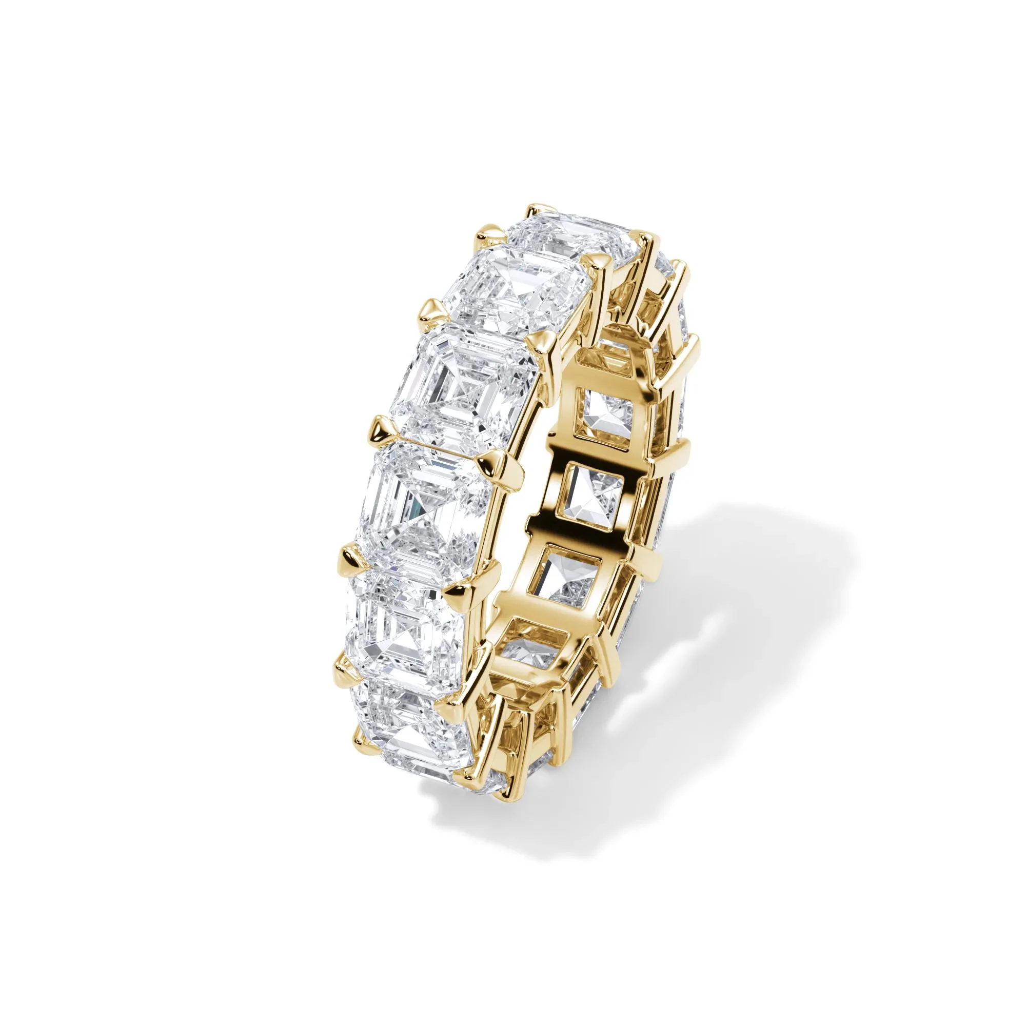 10 1/2 CT. Tw. Lab Grown Diamond Asscher-Cut Eternity Band Ring 18K Yellow Gold Size 6 3mm - Image 4