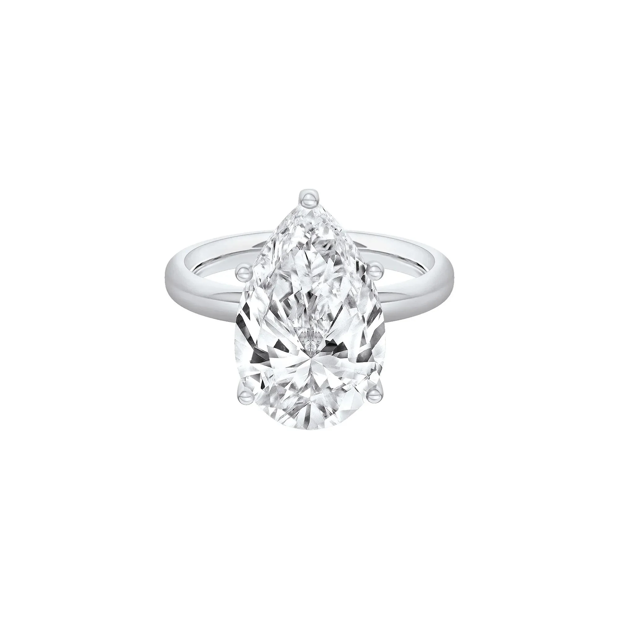 Lab Grown Diamond Pear-Shaped Solitaire Engagement Ring Platinum (6 CT.) White Size 5 2mm