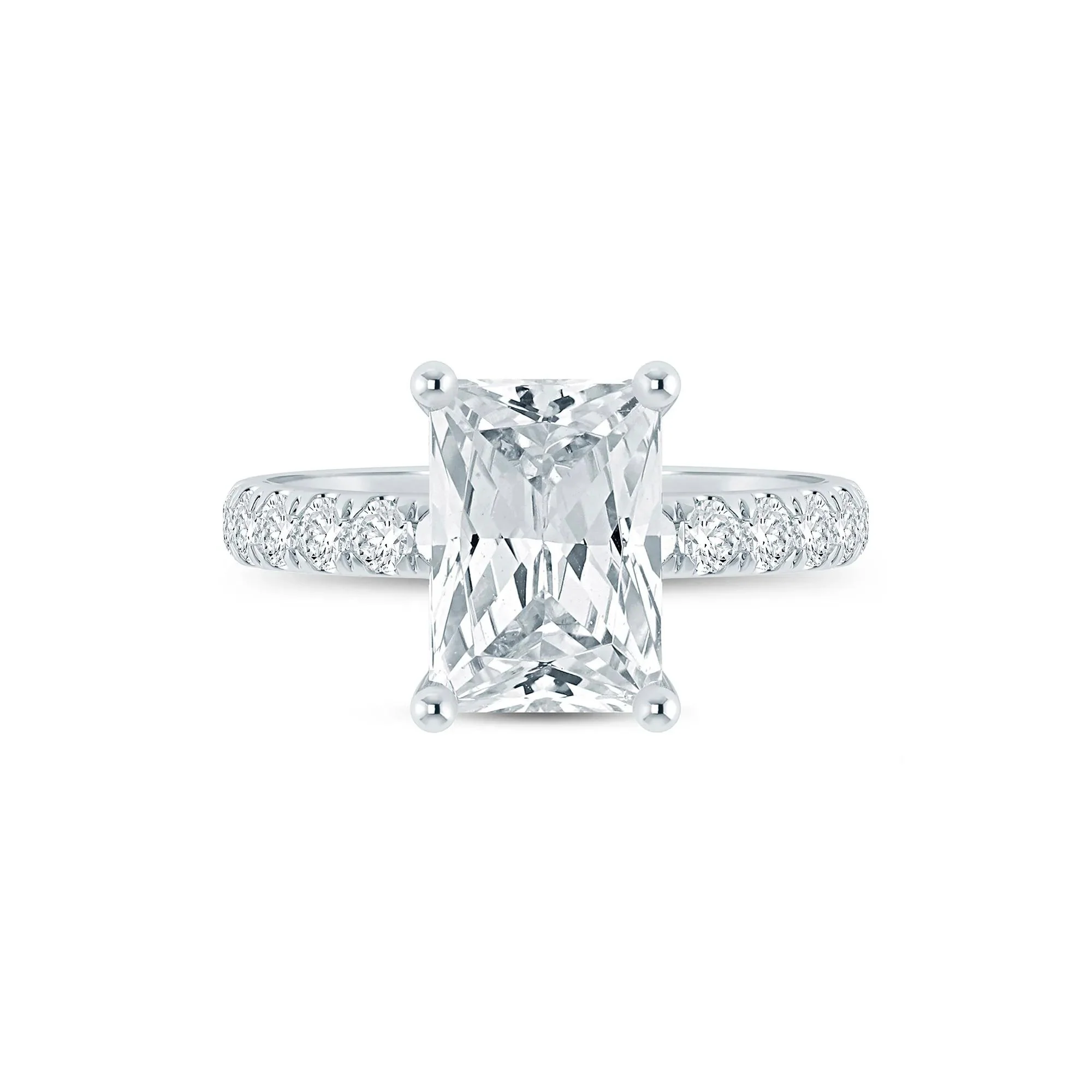 4 1/2 CT. Tw. Lab Grown Diamond Radiant-Cut Engagement Ring 14K White Gold Size 9 2mm