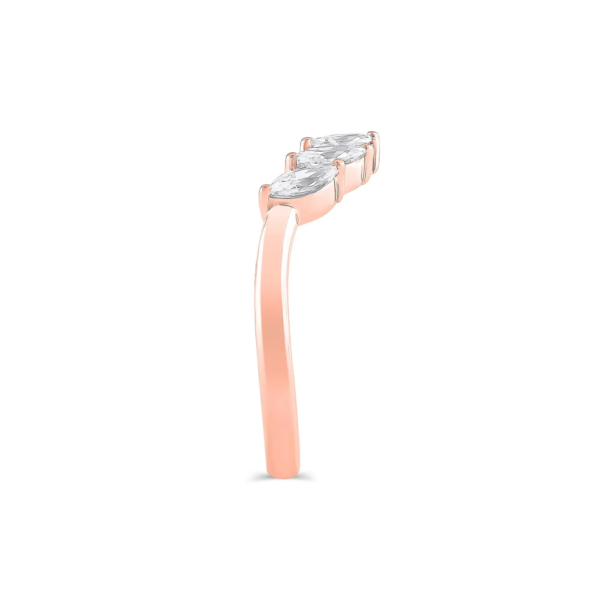 3/4 CT. Tw. Lab Grown Diamond Marquise-Cut Contour Band Ring 14K Rose Gold Round Brilliant Cut Size 10 9mm - Image 3