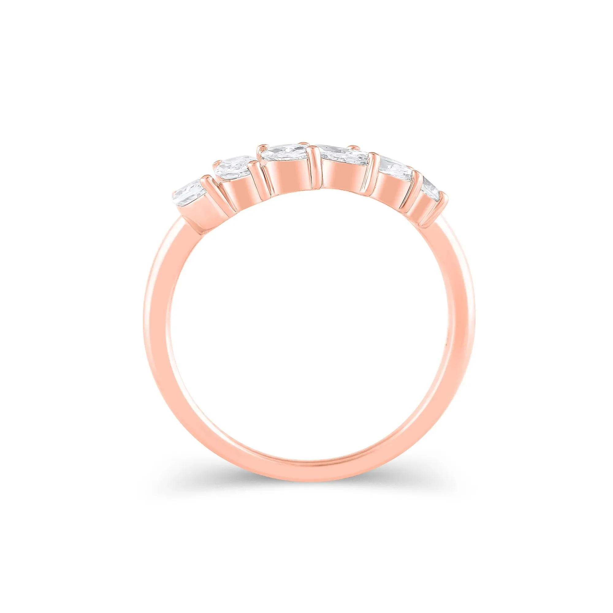 3/4 CT. Tw. Lab Grown Diamond Marquise-Cut Contour Band Ring 14K Rose Gold Round Brilliant Cut Size 8.5 9mm - Image 2