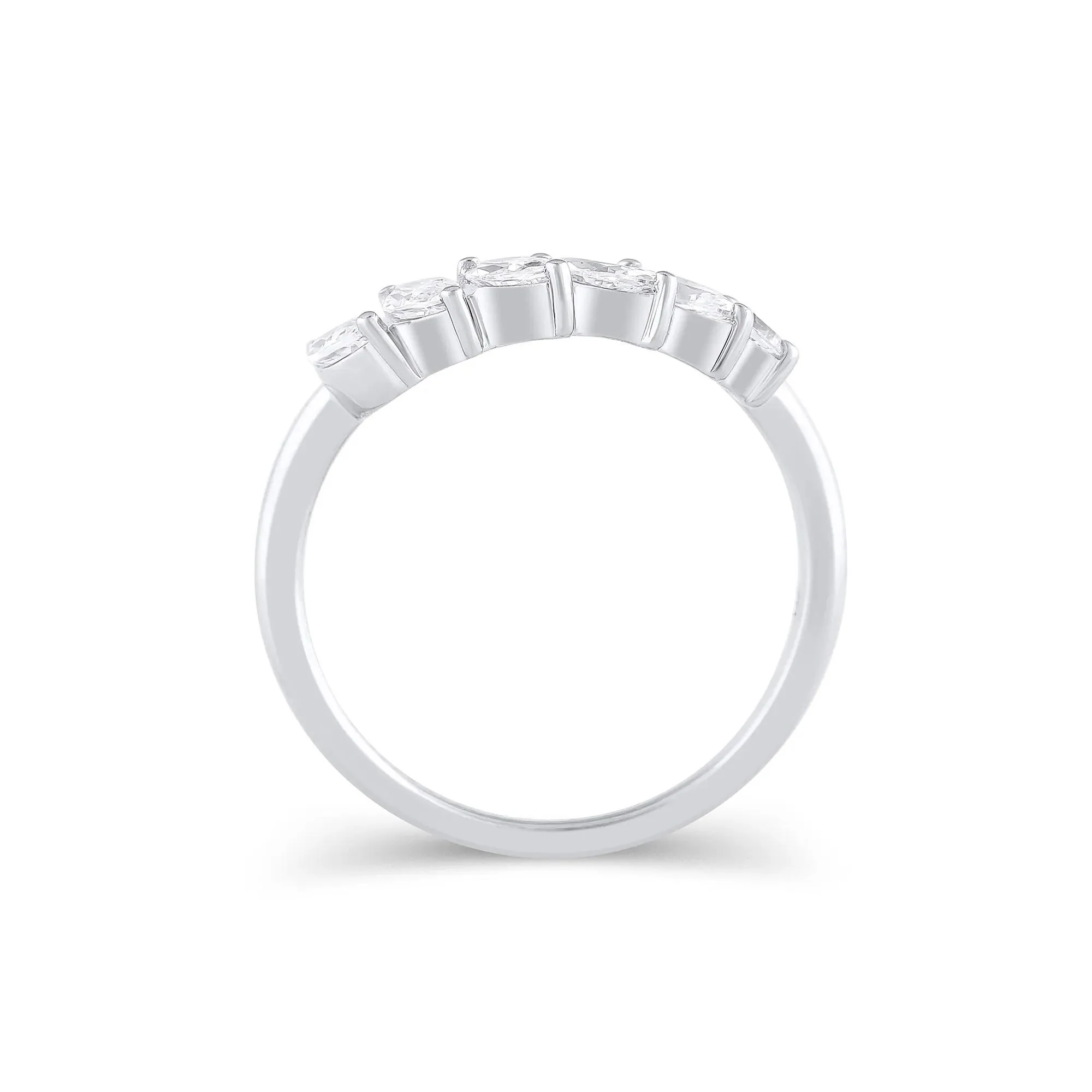 3/4 CT. Tw. Lab Grown Diamond Marquise-Cut Contour Band Ring 14K White Gold Round Brilliant Cut Size 10 9mm - Image 2