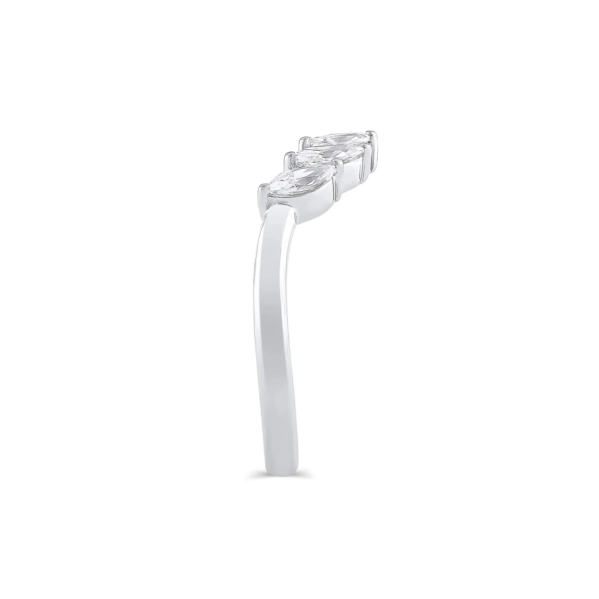 3/4 CT. Tw. Lab Grown Diamond Marquise-Cut Contour Band Ring 14K White Gold Round Brilliant Cut Size 7 9mm - Image 3