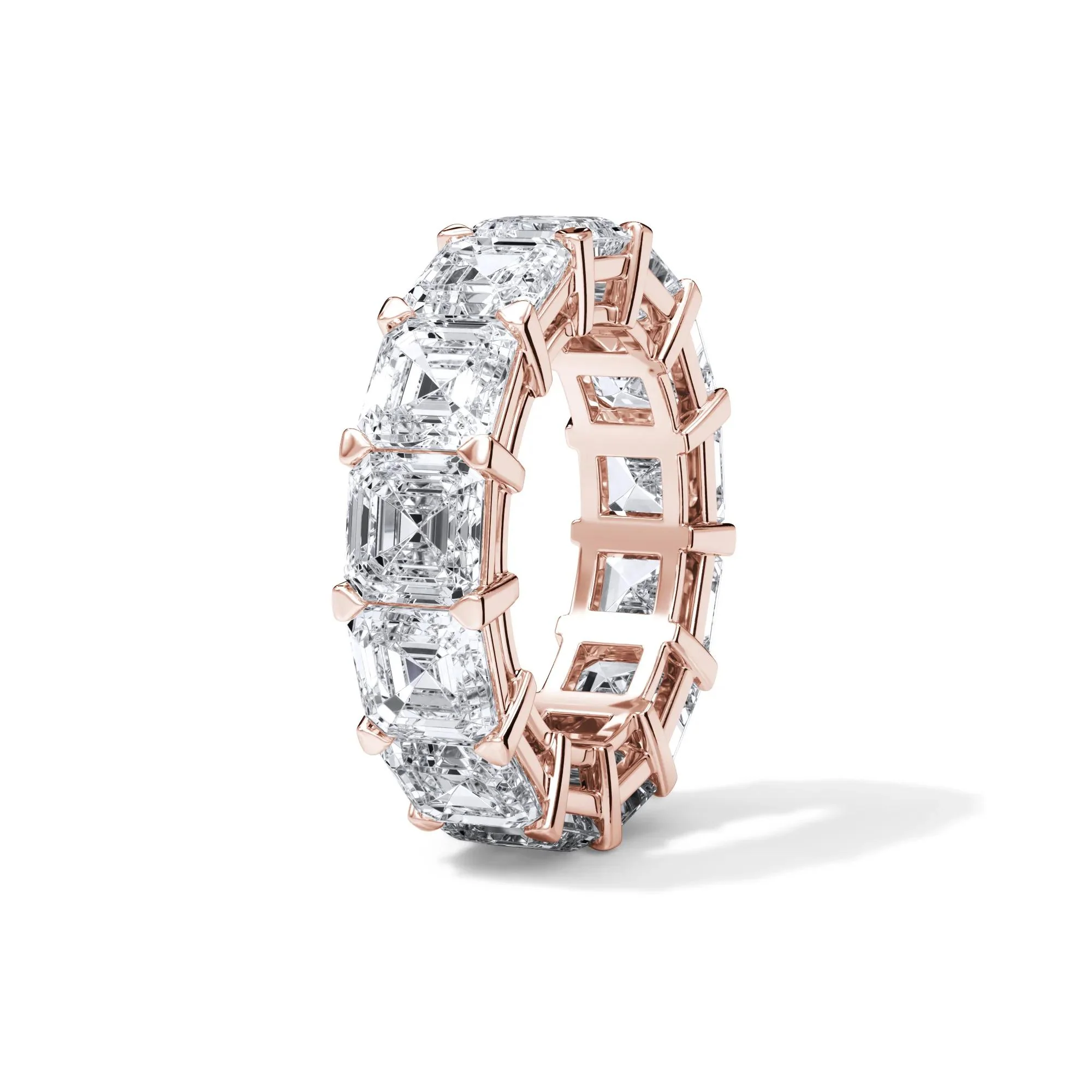13 CT. Tw. Lab Grown Diamond Asscher-Cut Eternity Band Ring 18K Rose Gold Size 5 3mm - Image 3