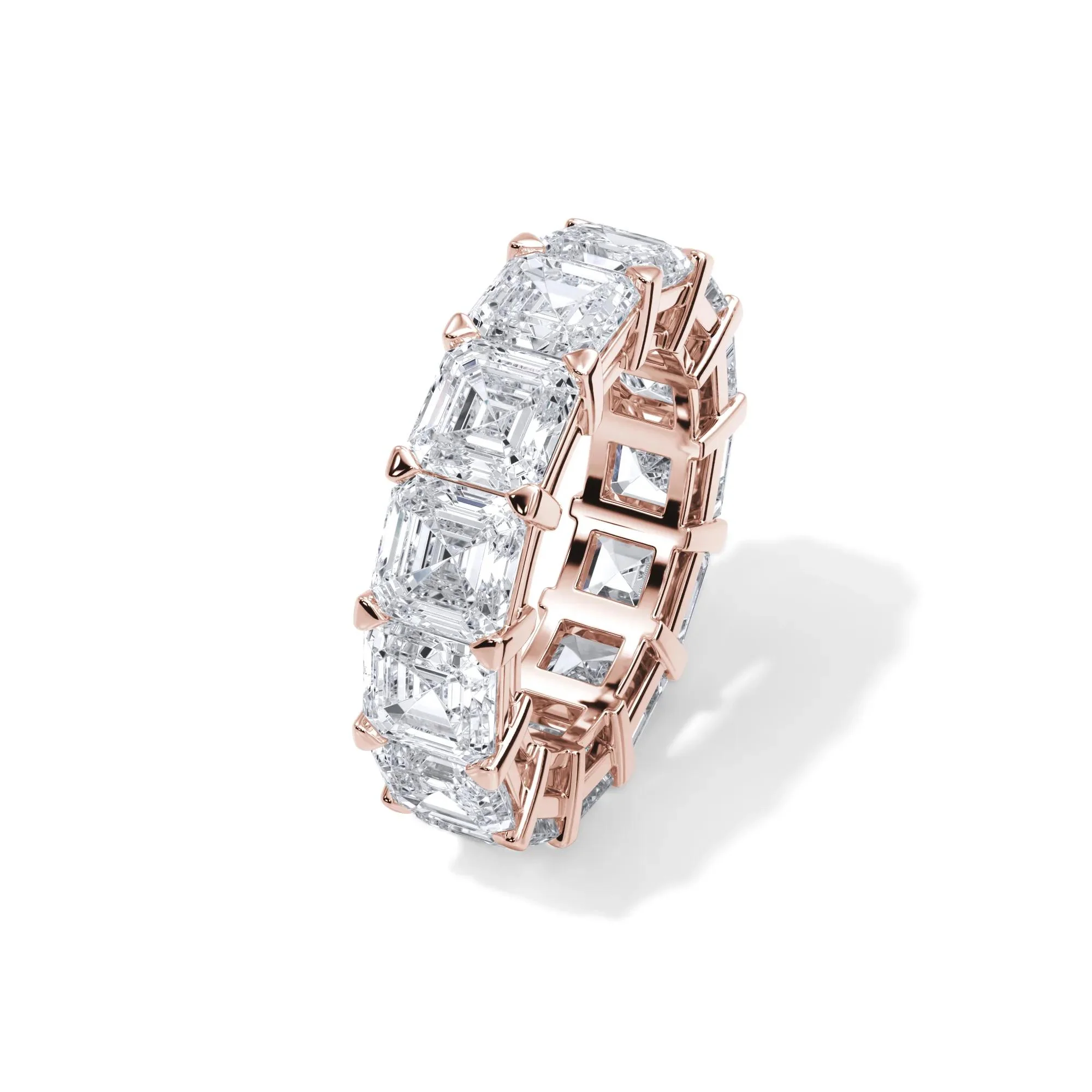 13 CT. Tw. Lab Grown Diamond Asscher-Cut Eternity Band Ring 18K Rose Gold Size 8 3mm - Image 4