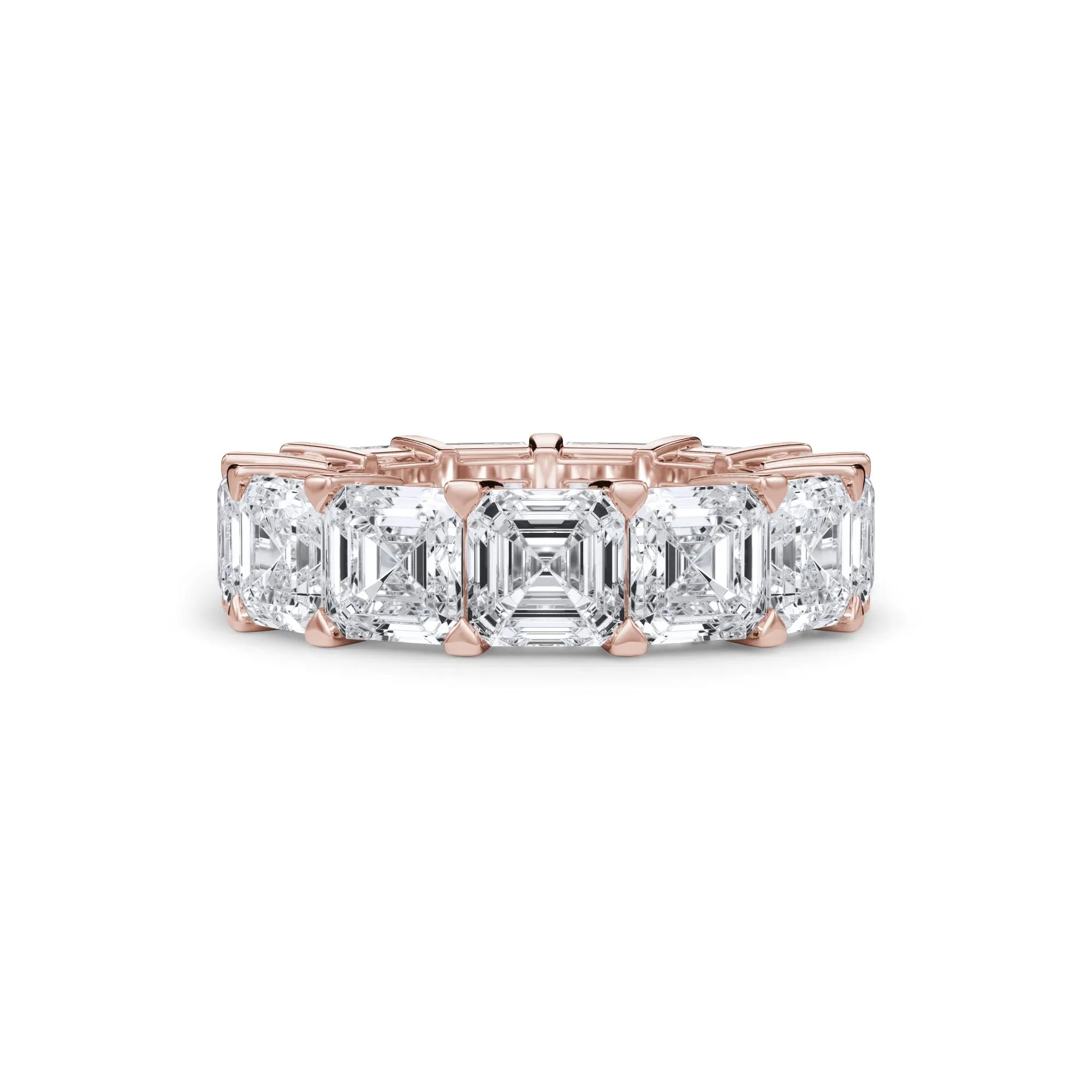 13 CT. Tw. Lab Grown Diamond Asscher-Cut Eternity Band Ring 18K Rose Gold Size 8.5 3mm