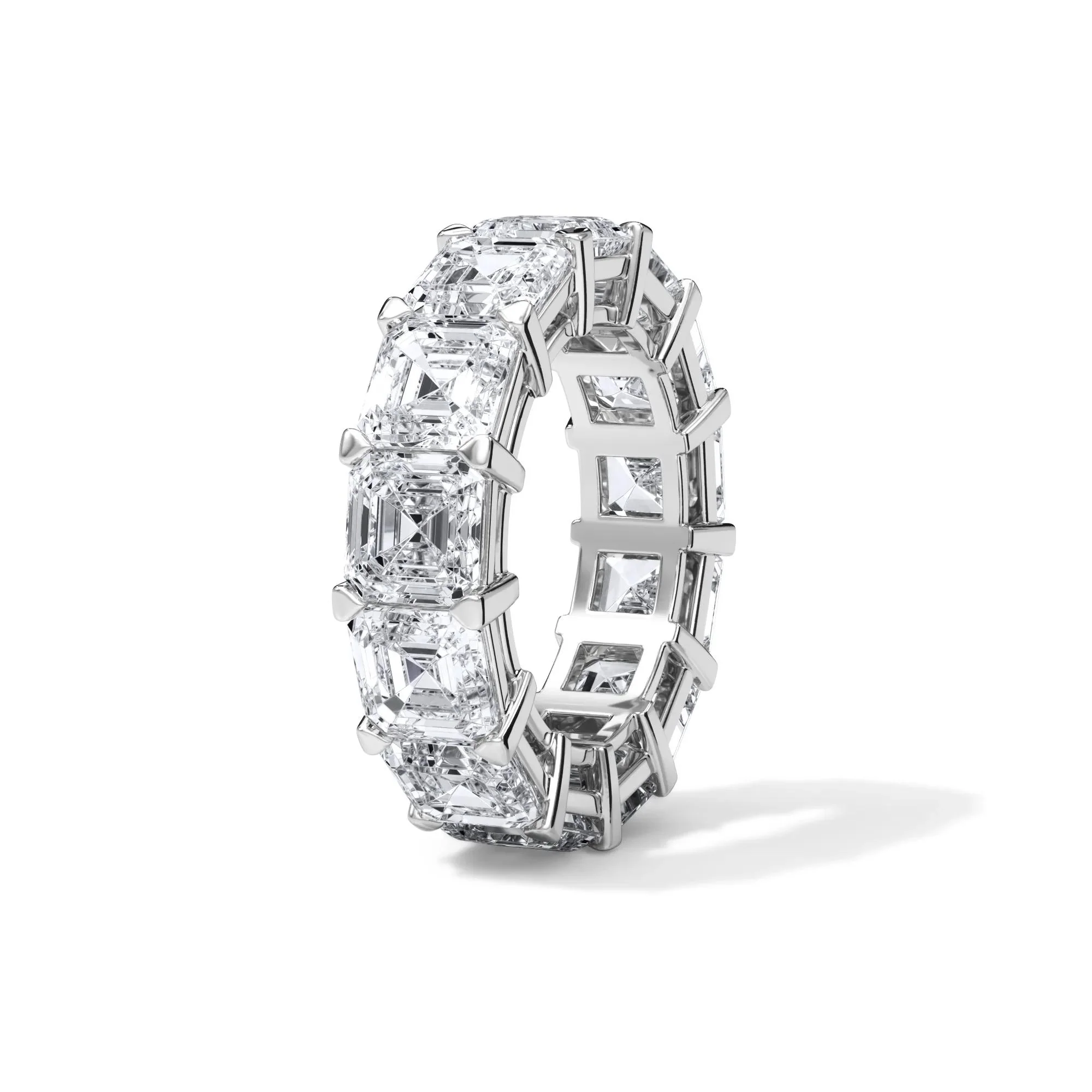 13 CT. Tw. Lab Grown Diamond Asscher-Cut Eternity Band Ring 18K White Gold Size 4 3mm - Image 3