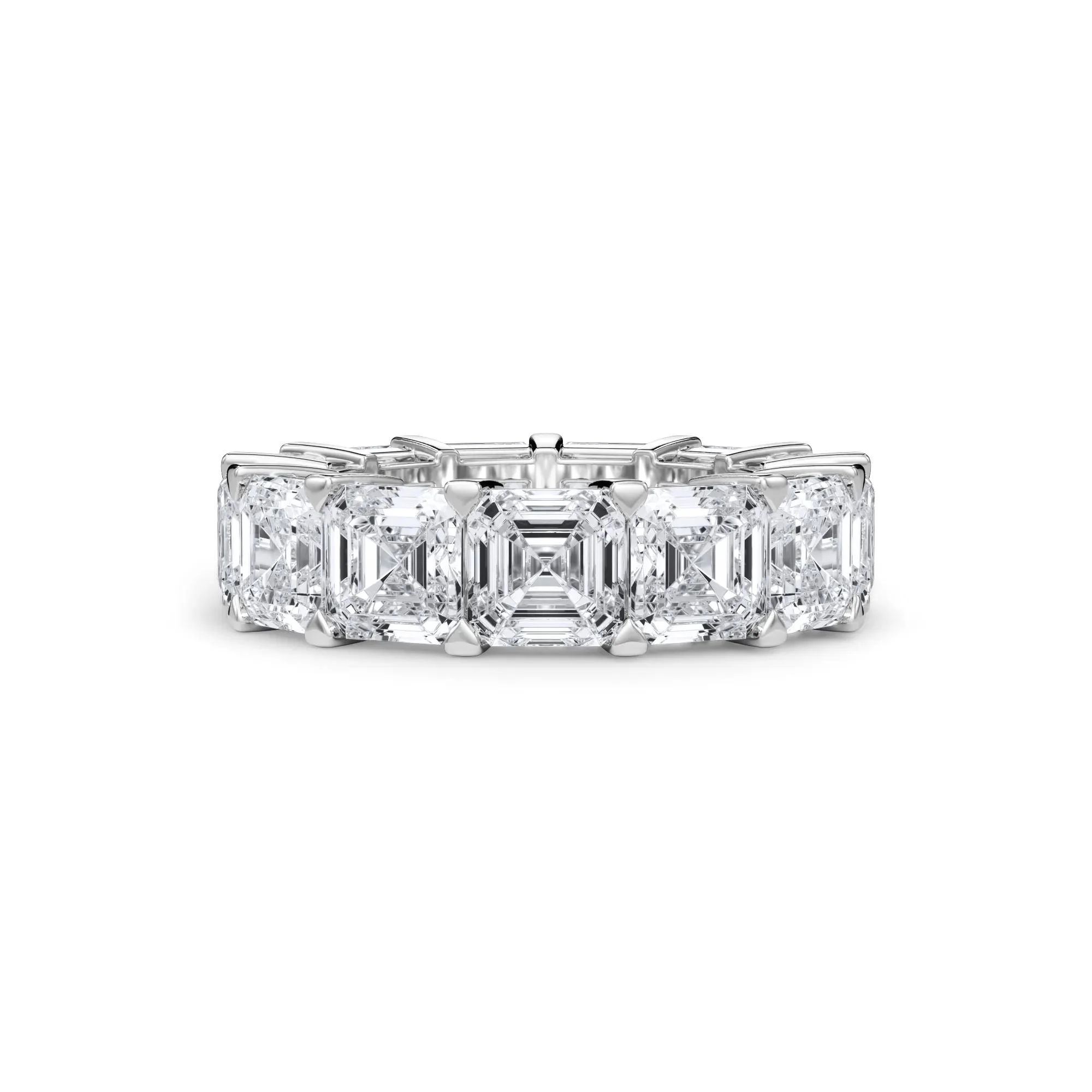 13 CT. Tw. Lab Grown Diamond Asscher-Cut Eternity Band Ring 18K White Gold Size 8.5 3mm