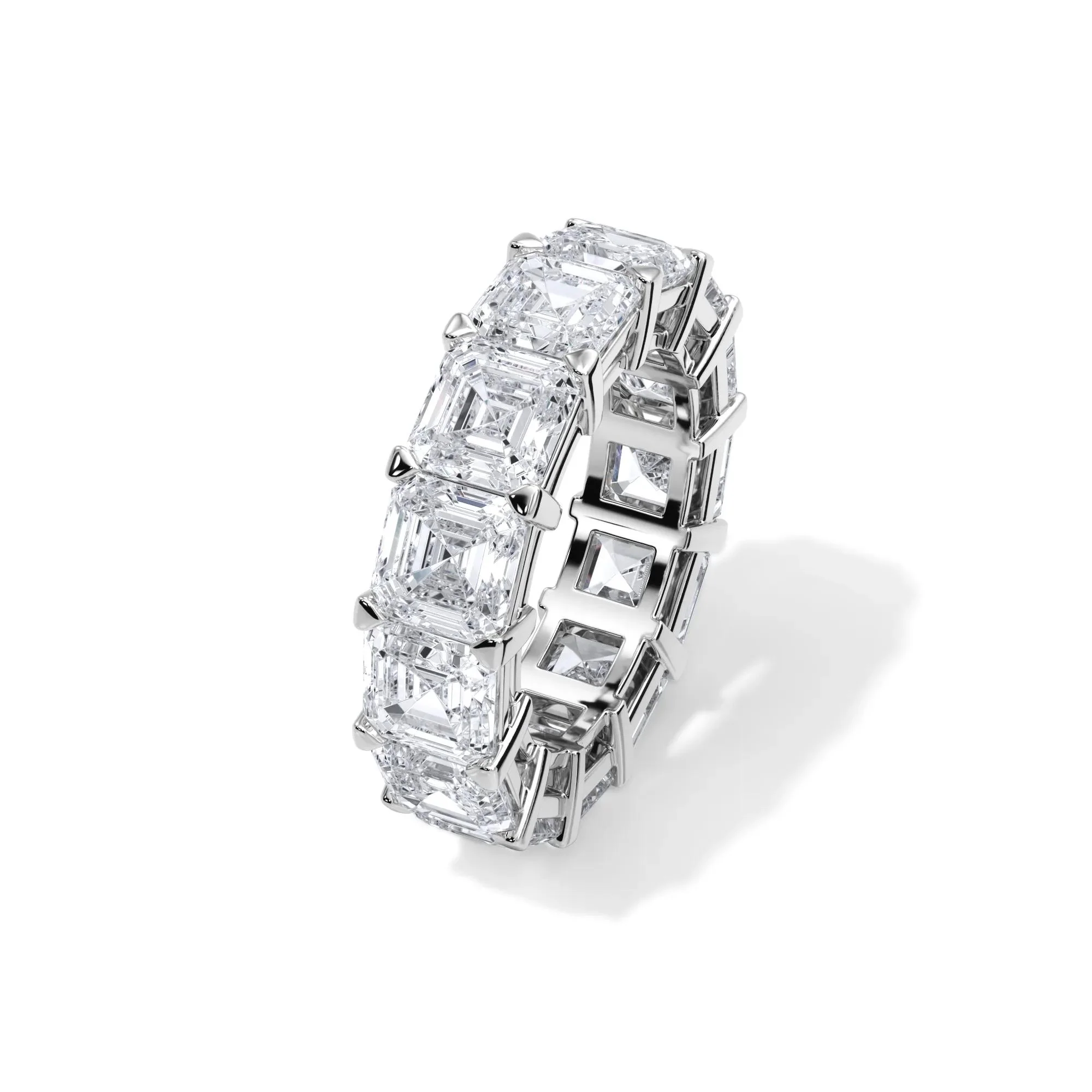 13 CT. Tw. Lab Grown Diamond Asscher-Cut Eternity Band Ring 18K White Gold Size 8.5 3mm - Image 4