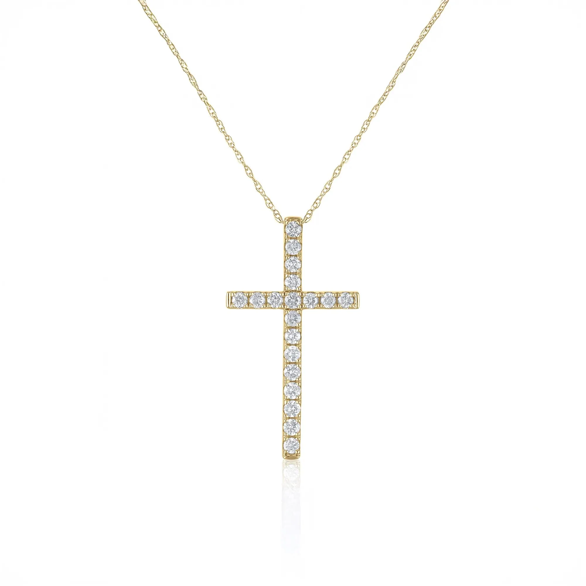 1/3 CT. Tw. Diamond Cross Pendant Necklace 14K Yellow Gold Size 18"