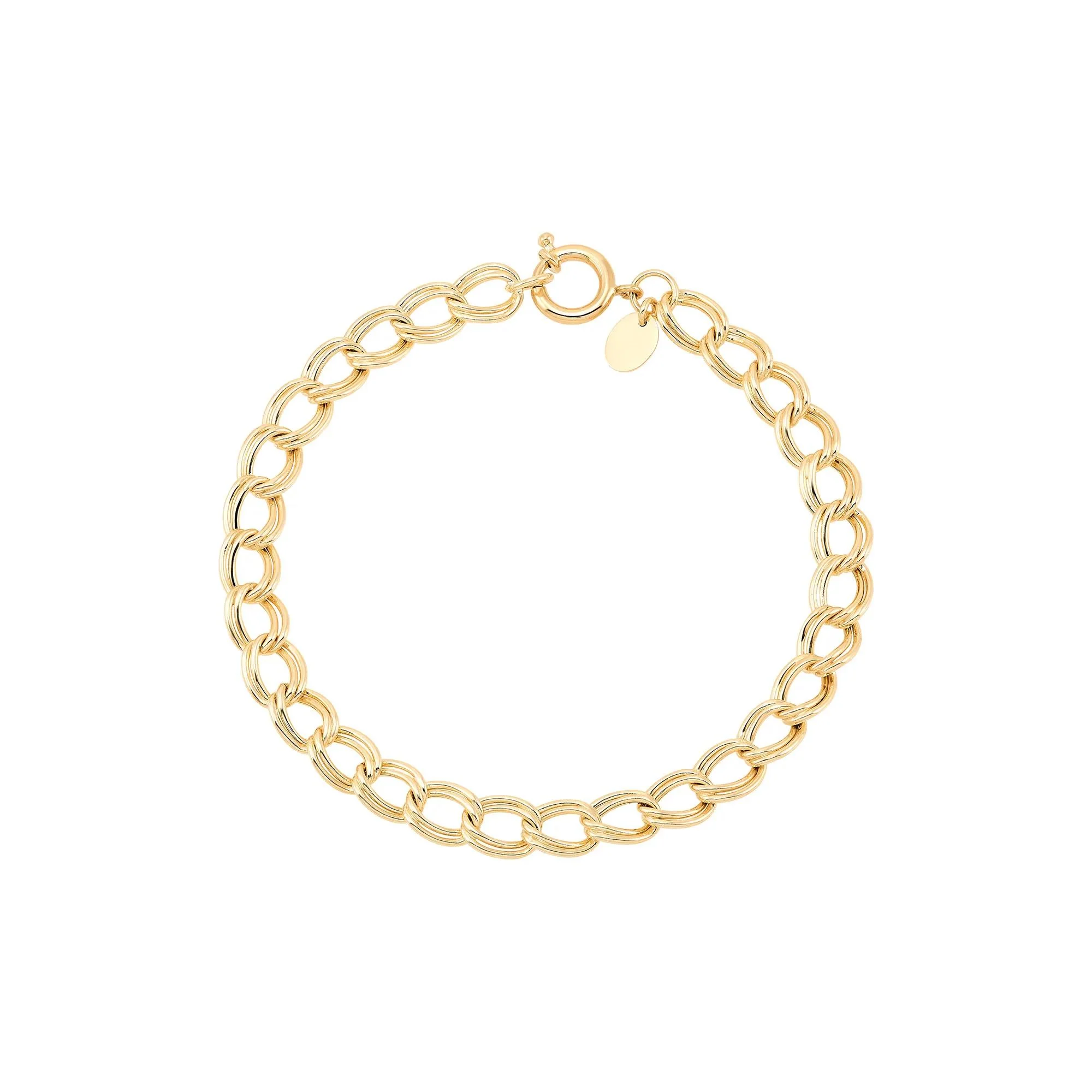 Oval Link Chain Bracelet 10K Yellow Gold Size 7.5"