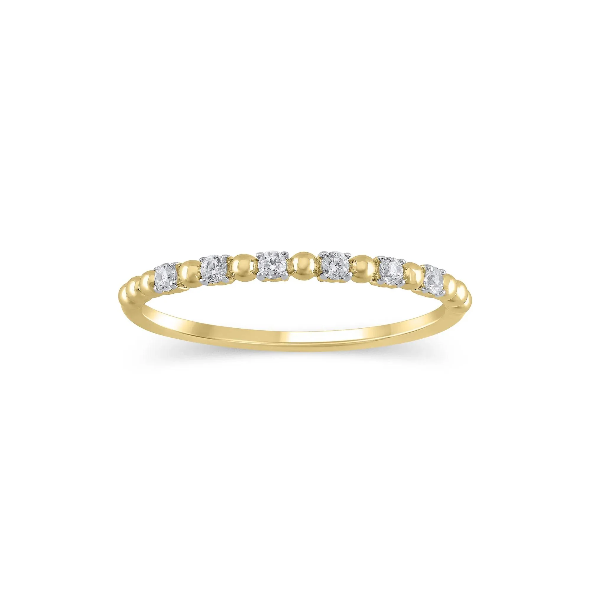 1/10 CT. Tw. Lab Grown Diamond Round Stacking Ring 10K Yellow Gold Size 9 1.5mm