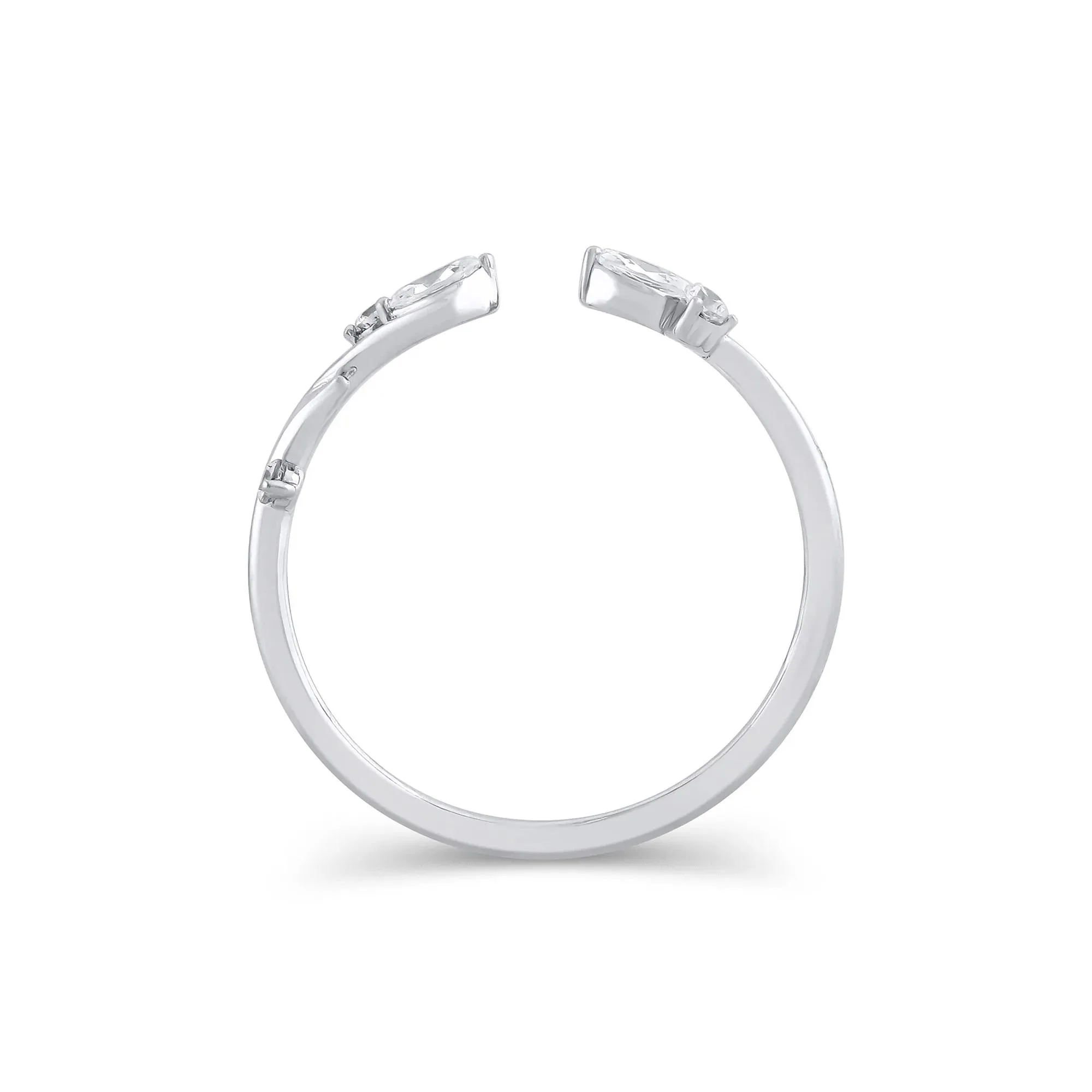 1/7 CT. Tw. Lab Grown Diamond Round & Marquise Open Stacking Ring 14K White Gold Size 10 4mm - Image 2