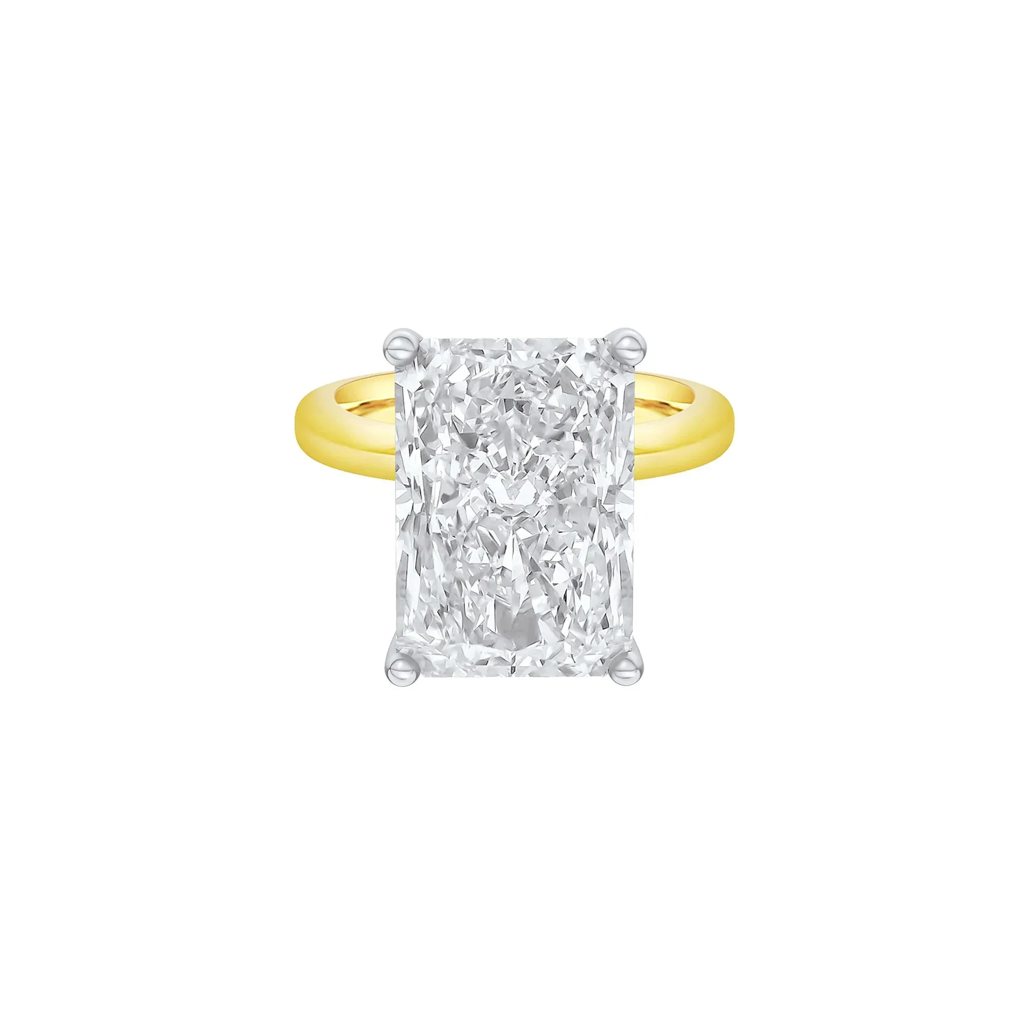 Lab Grown Diamond Radiant-Cut Solitaire Ring 14K Yellow & White Gold (10 CT.) Size 7.5 2mm