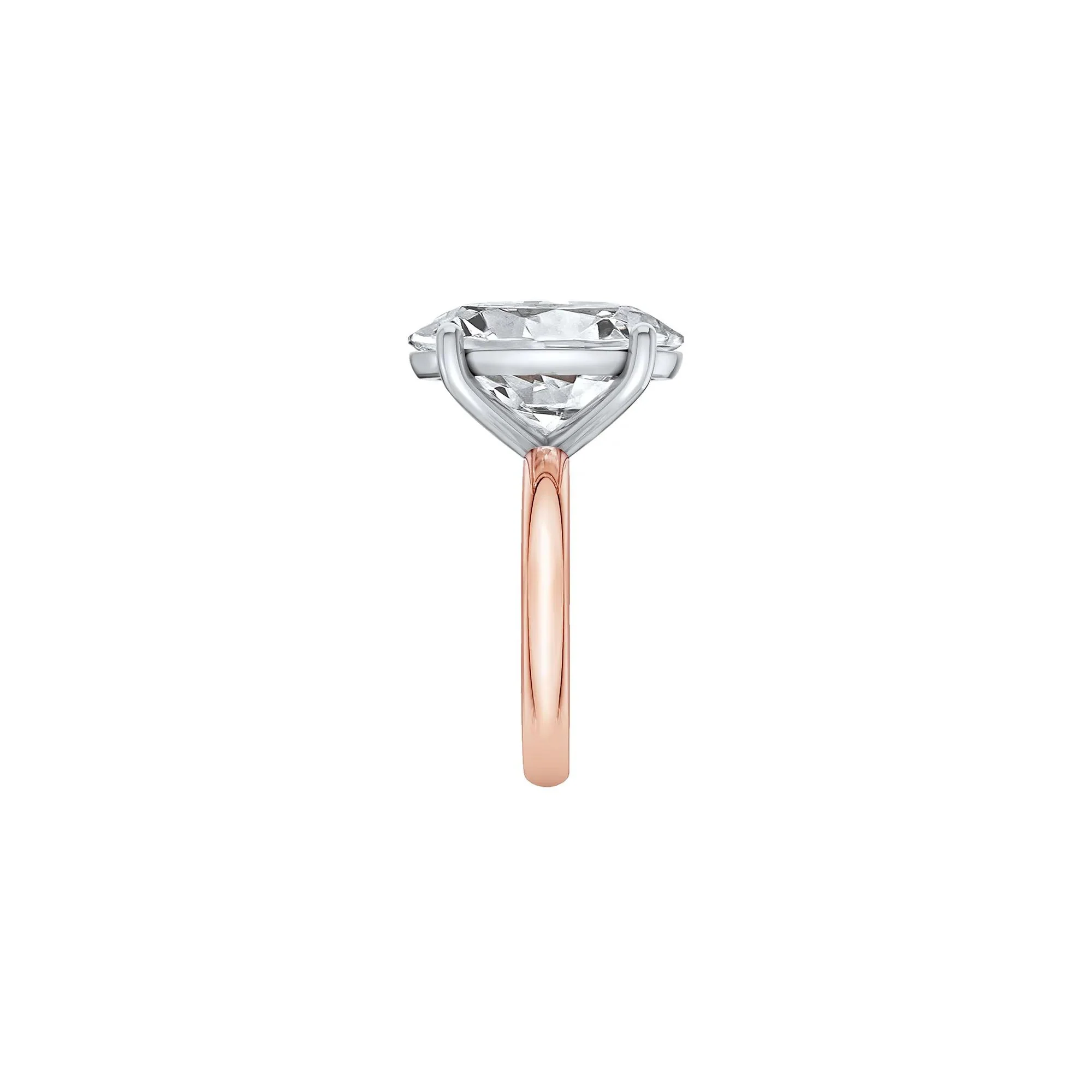 Lab Grown Diamond Oval Solitaire Ring 14K Rose & White Gold (7 CT.) Size 10.5 2mm - Image 3