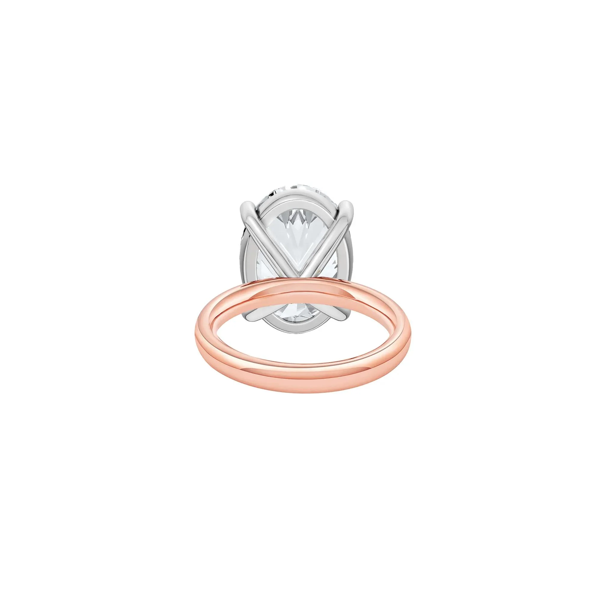 Lab Grown Diamond Oval Solitaire Ring 14K Rose & White Gold (7 CT.) Size 12 2mm - Image 4