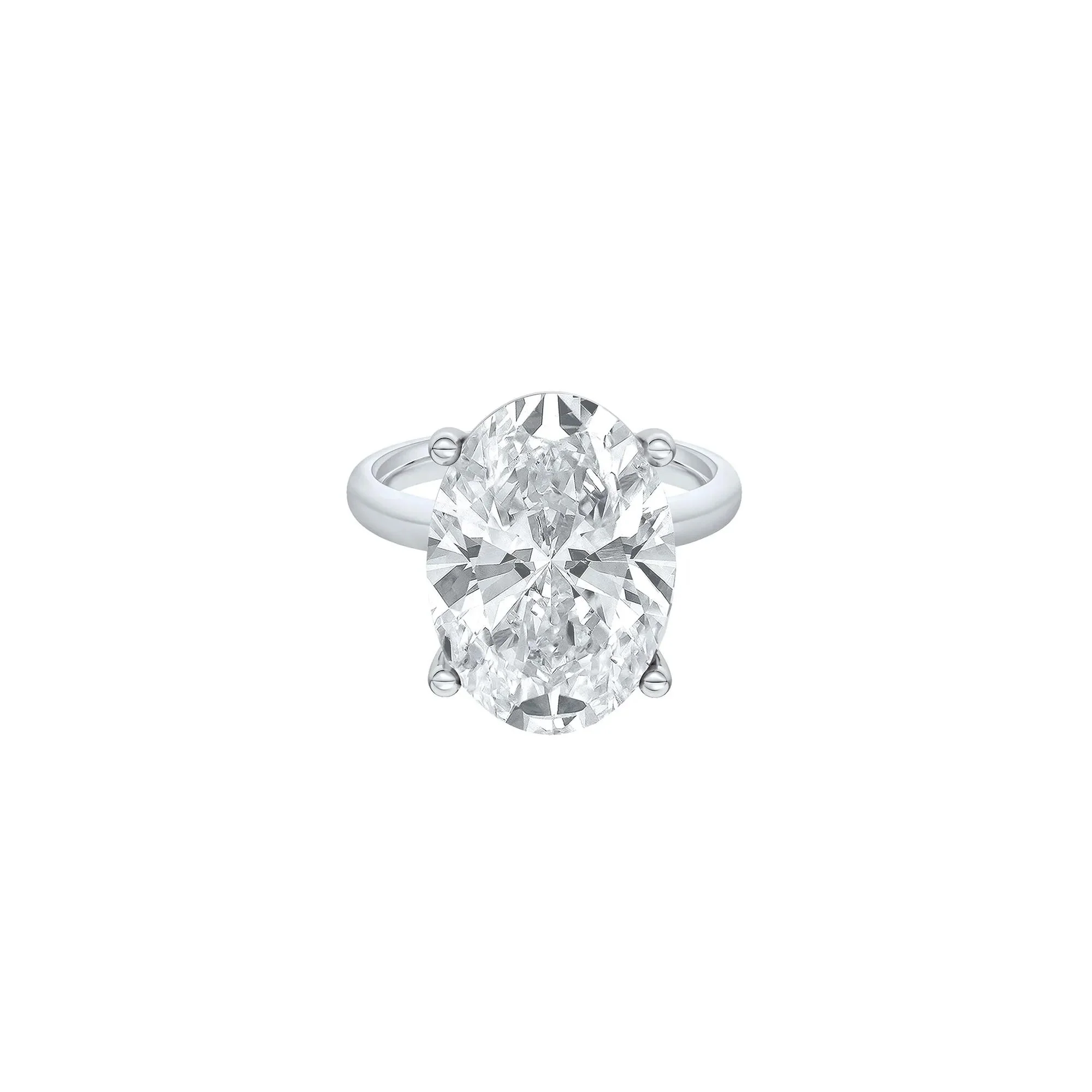 Lab Grown Diamond Oval Solitaire Ring 14K White Gold (7 CT.) Size 4 2mm