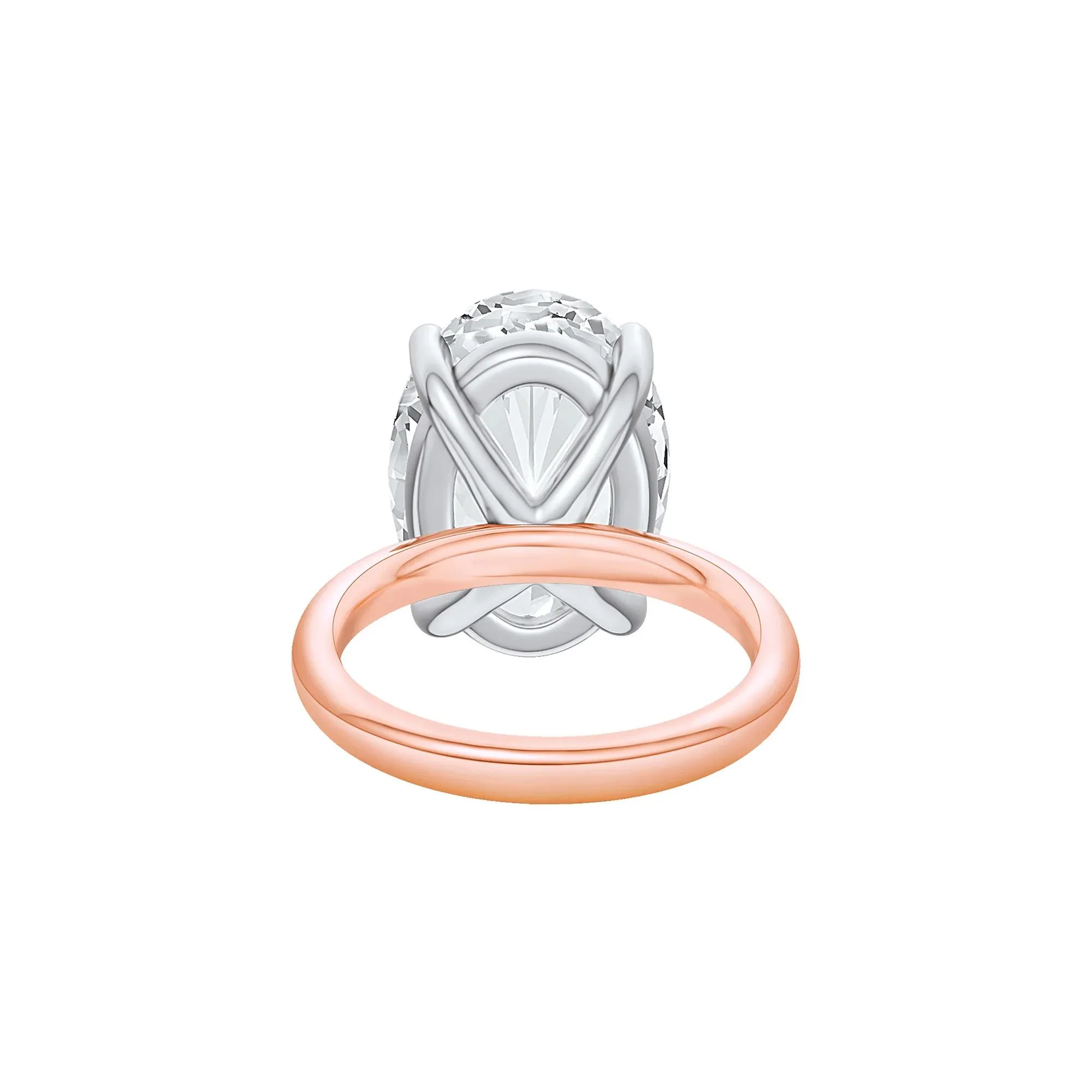 Lab Grown Diamond Oval Solitaire Ring 14K Rose & White Gold (8 CT.) Size 11.5 2mm - Image 4