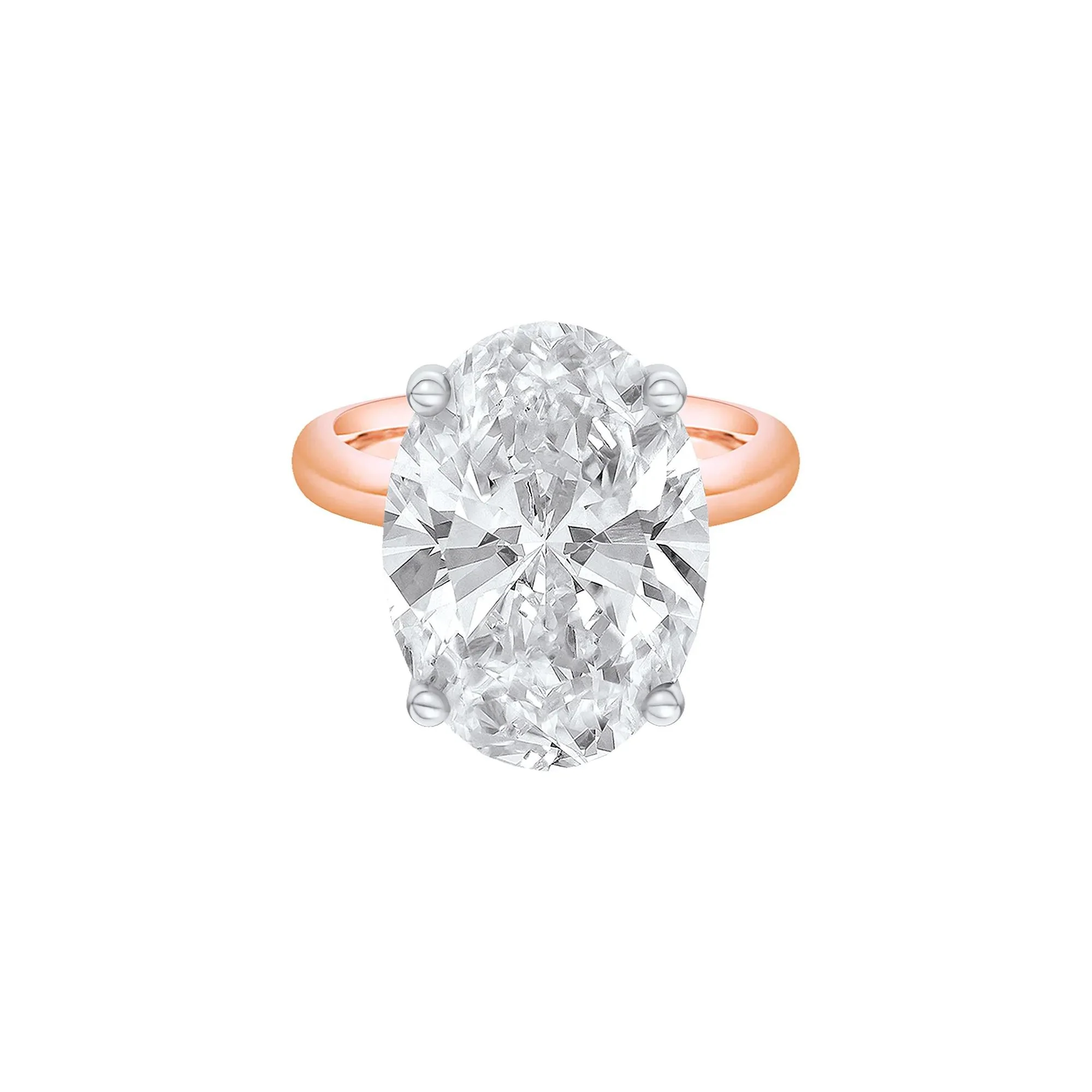 Lab Grown Diamond Oval Solitaire Ring 14K Rose & White Gold (8 CT.) Size 8 2mm