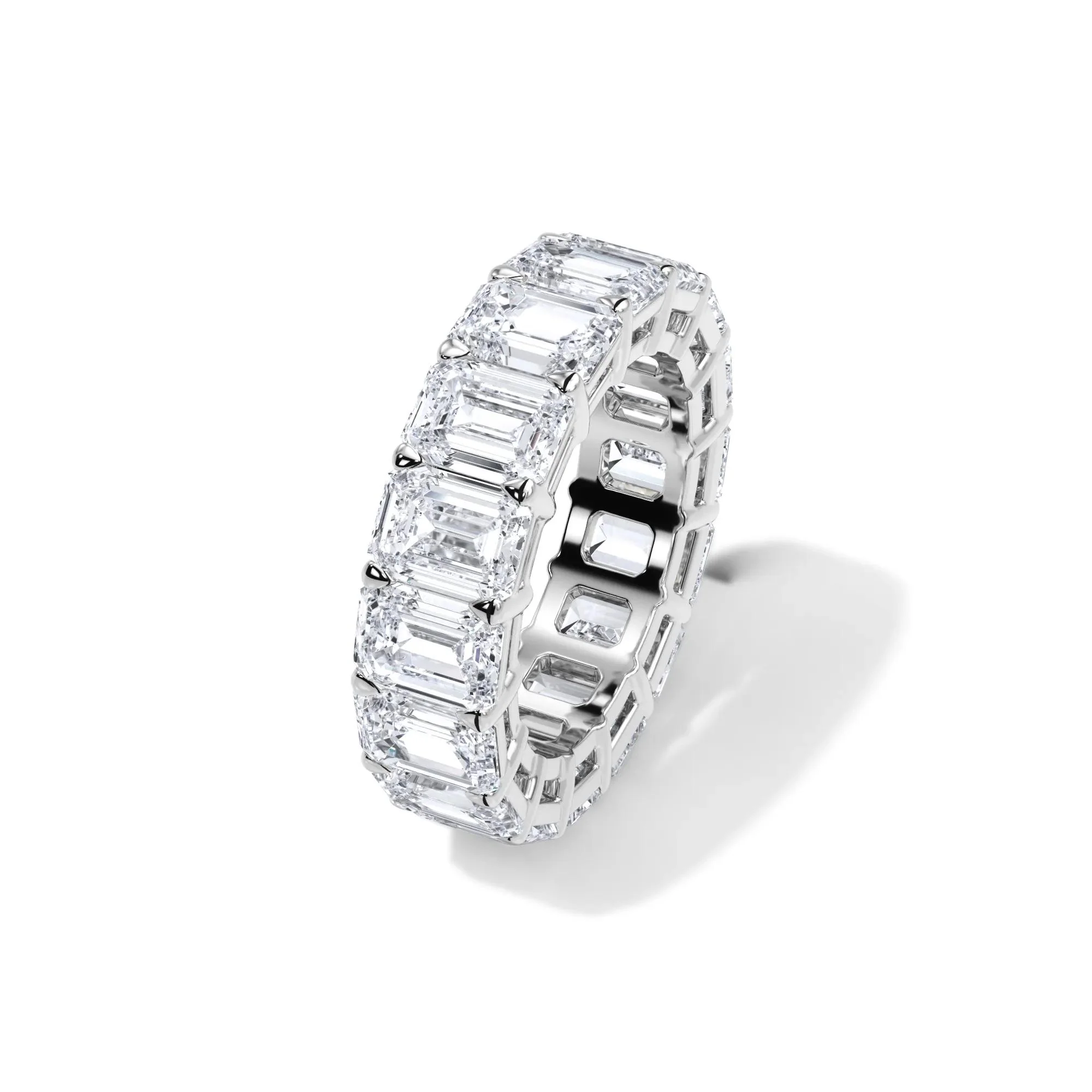12 CT. Tw. Lab Grown Diamond Emerald-Cut Eternity Band Ring Platinum White Size 9 3mm - Image 4