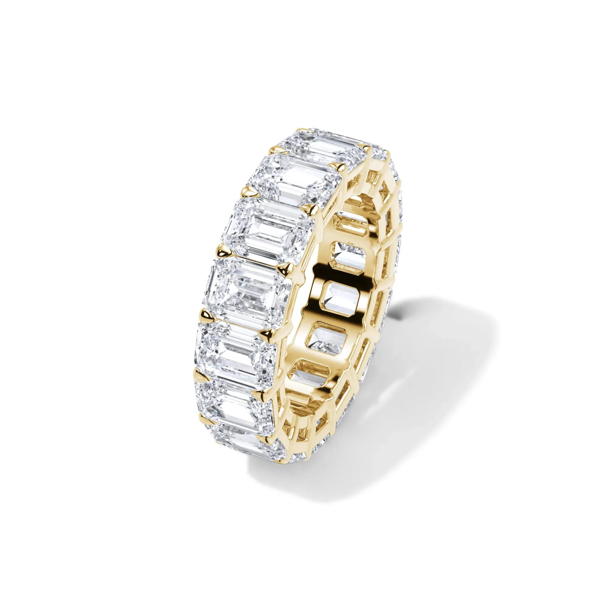 12 CT. Tw. Lab Grown Diamond Emerald-Cut Eternity Band Ring 18K Yellow Gold Size 6 3mm - Image 4