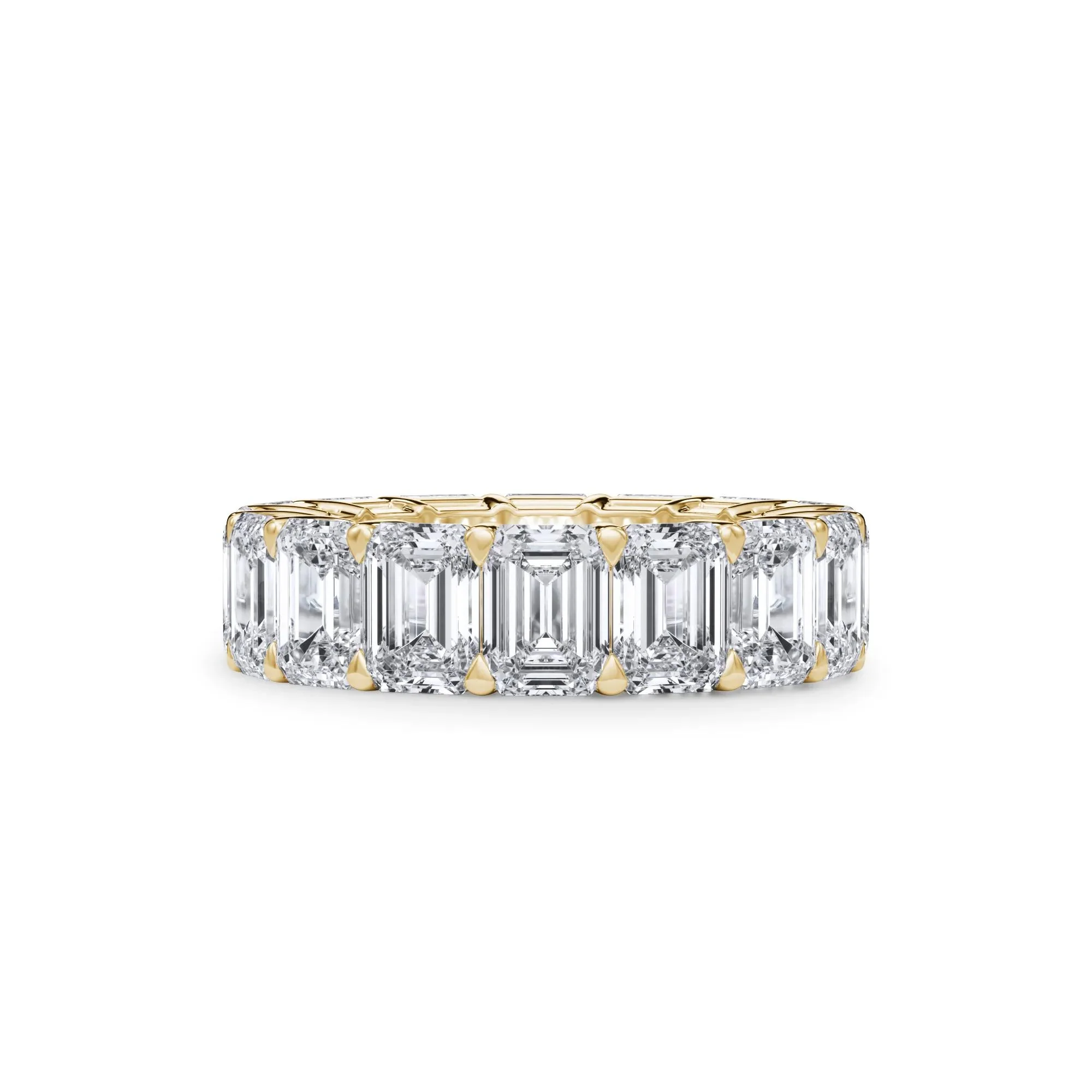12 CT. Tw. Lab Grown Diamond Emerald-Cut Eternity Band Ring 18K Yellow Gold Size 6.5 3mm