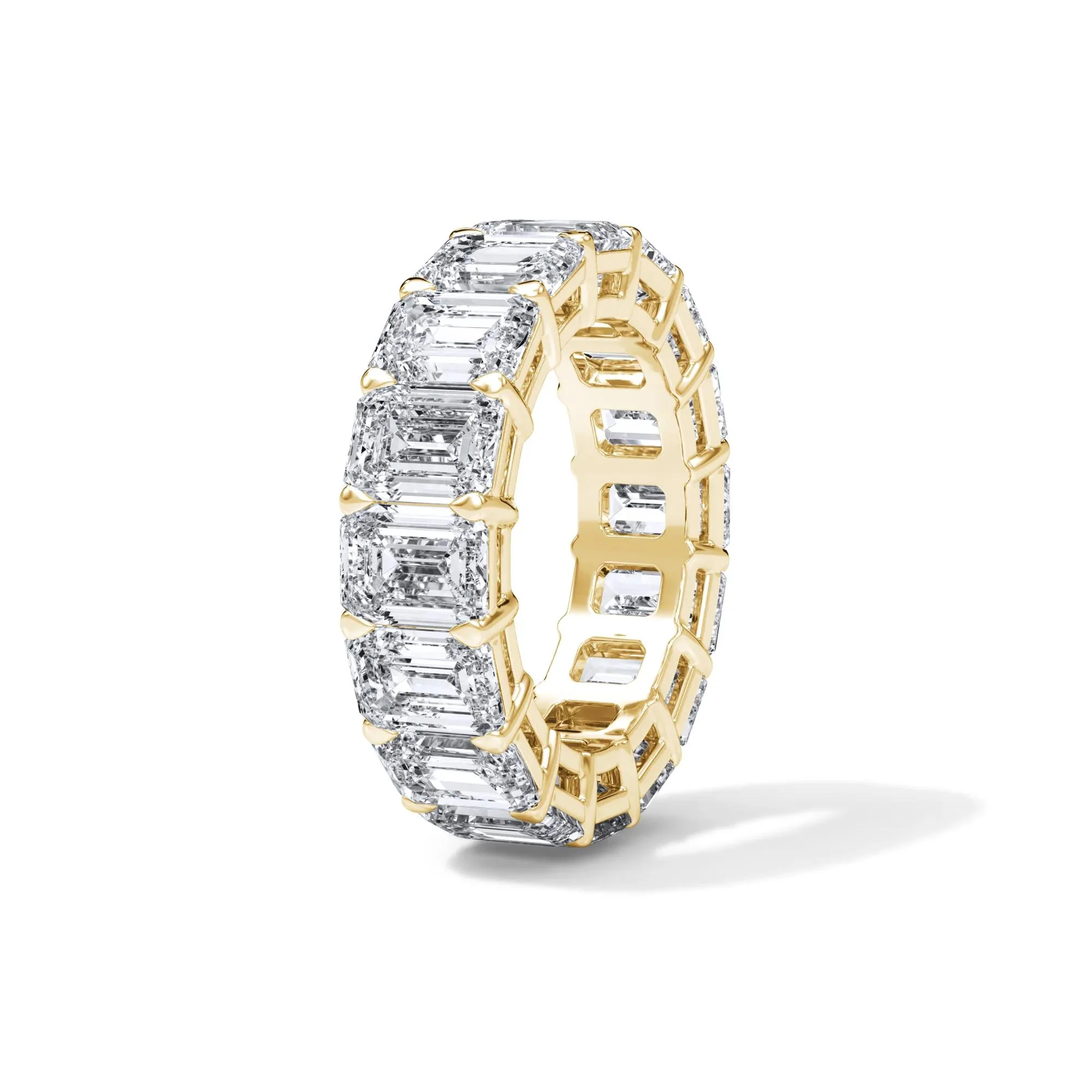 12 CT. Tw. Lab Grown Diamond Emerald-Cut Eternity Band Ring 18K Yellow Gold Size 7 3mm - Image 3