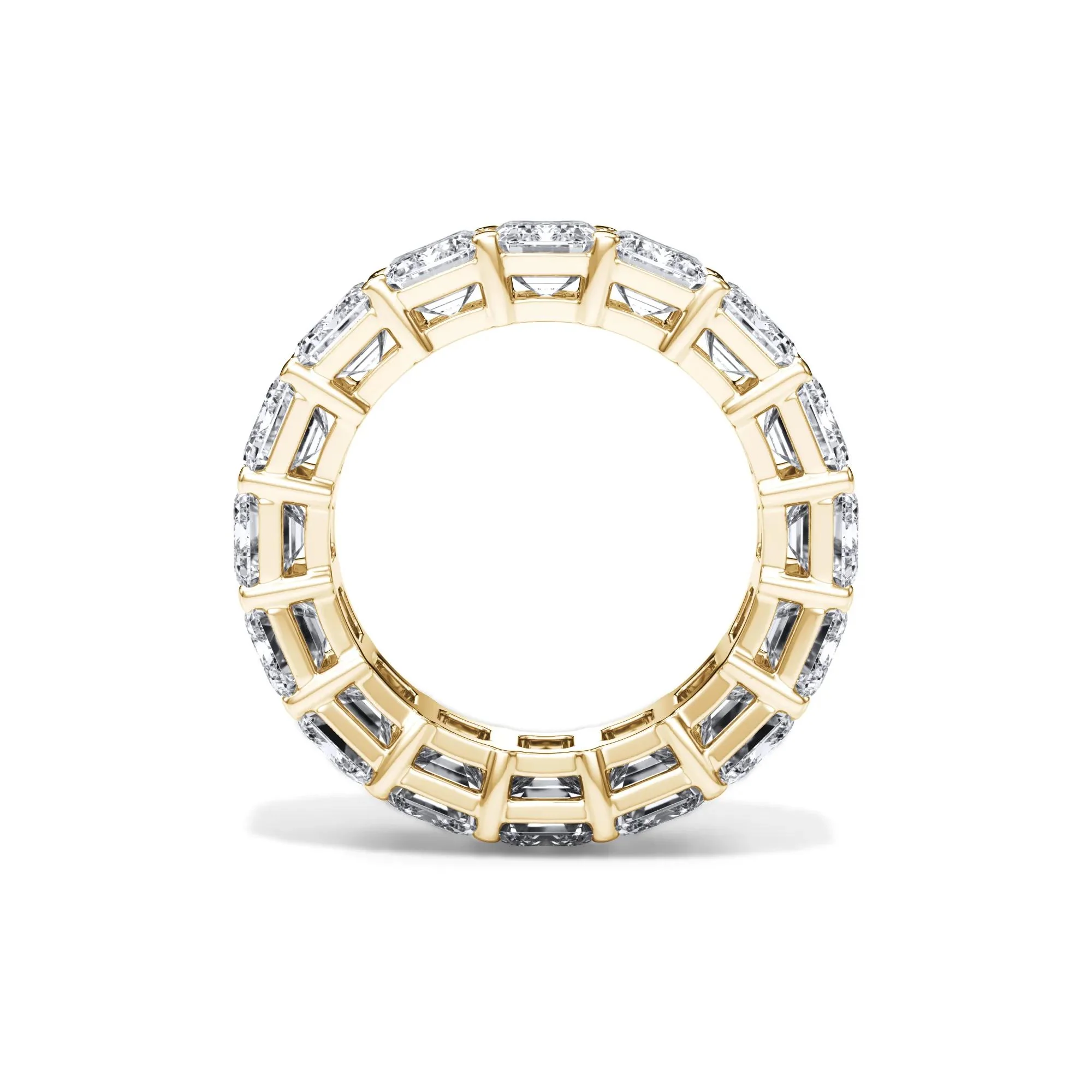 12 CT. Tw. Lab Grown Diamond Emerald-Cut Eternity Band Ring 18K Yellow Gold Size 9 3mm - Image 2
