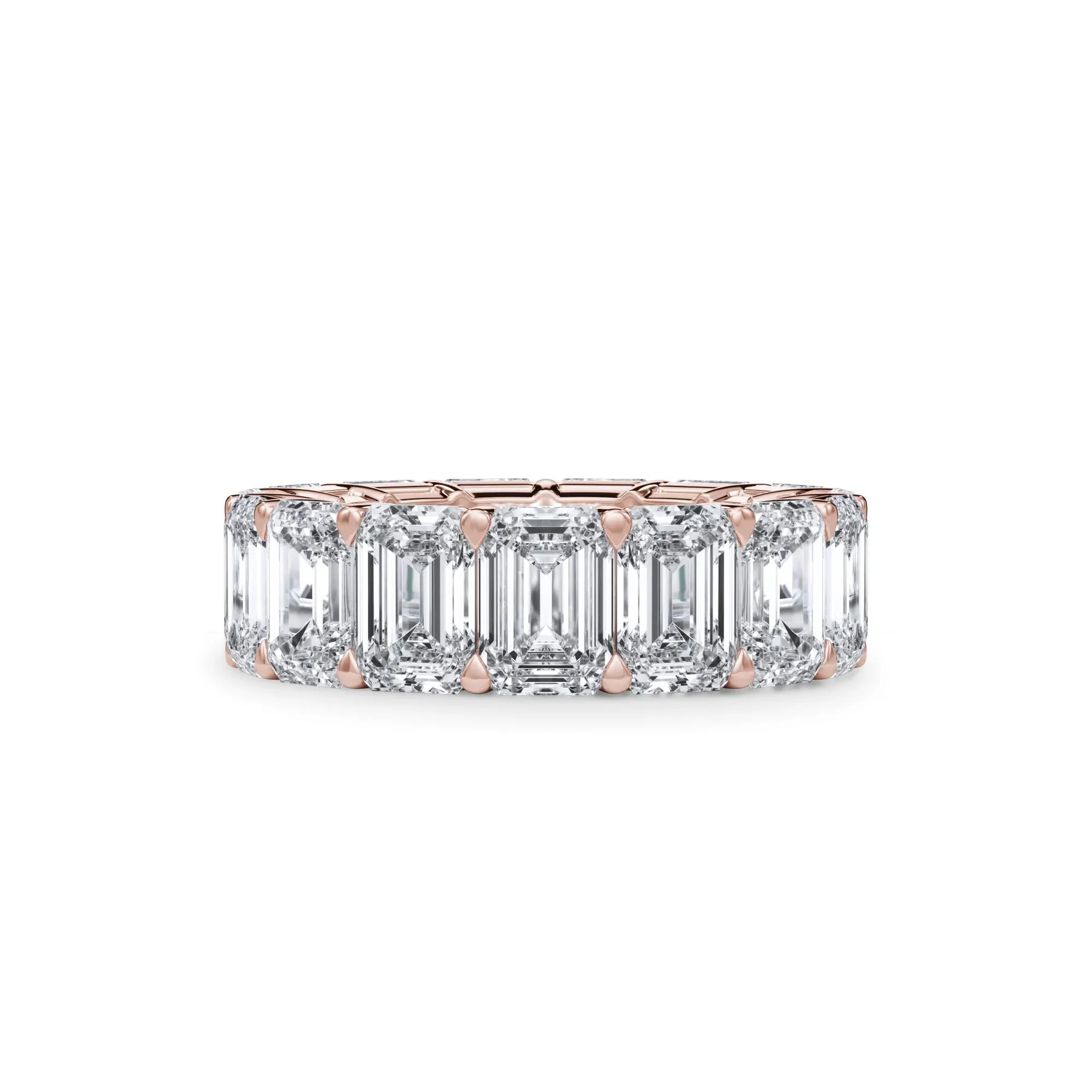 15 CT. Tw. Lab Grown Diamond Emerald-Cut Eternity Band Ring 18K Rose Gold Size 6 3mm