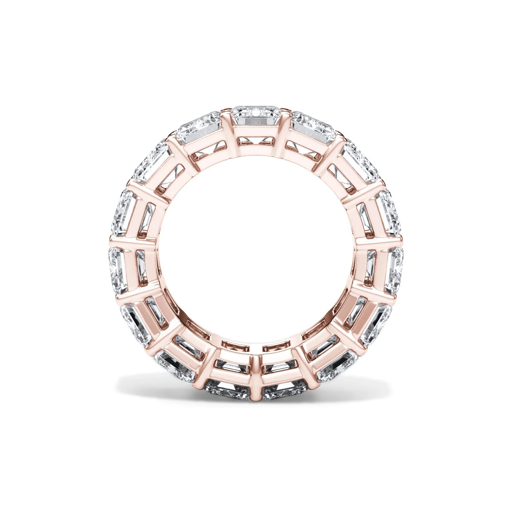 15 CT. Tw. Lab Grown Diamond Emerald-Cut Eternity Band Ring 18K Rose Gold Size 7 3mm - Image 2