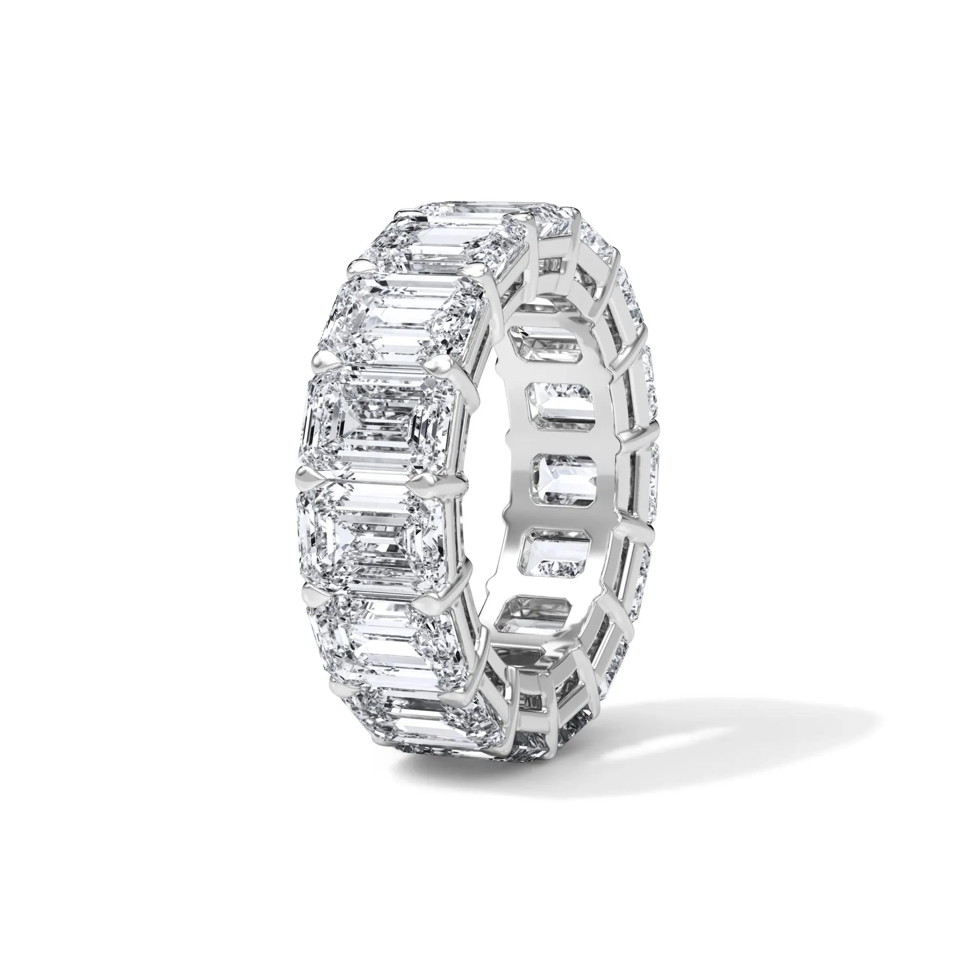15 CT. Tw. Lab Grown Diamond Emerald-Cut Eternity Band Ring 18K White Gold Size 5.5 3mm - Image 3