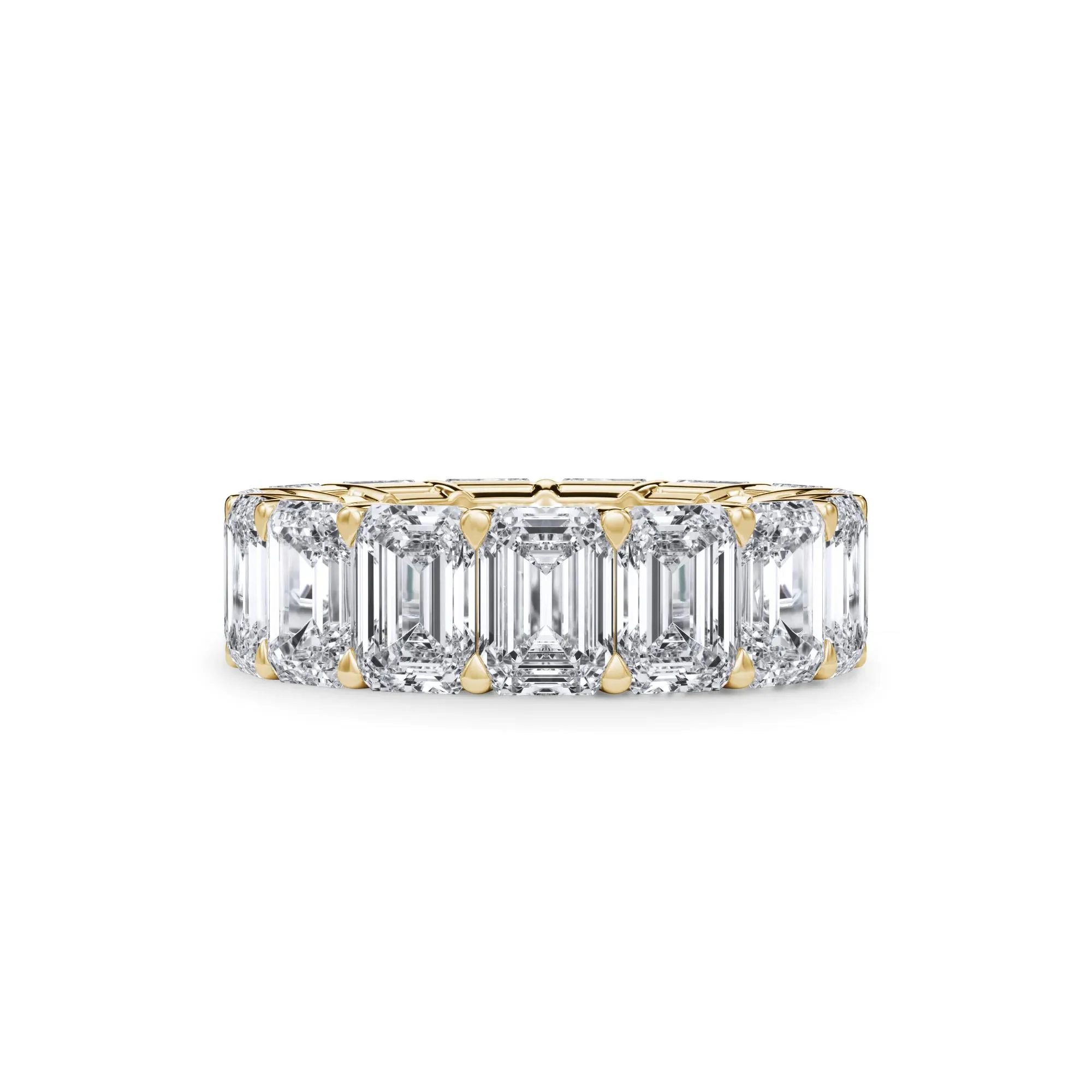 15 CT. Tw. Lab Grown Diamond Emerald-Cut Eternity Band Ring 18K Yellow Gold Size 6.5 3mm