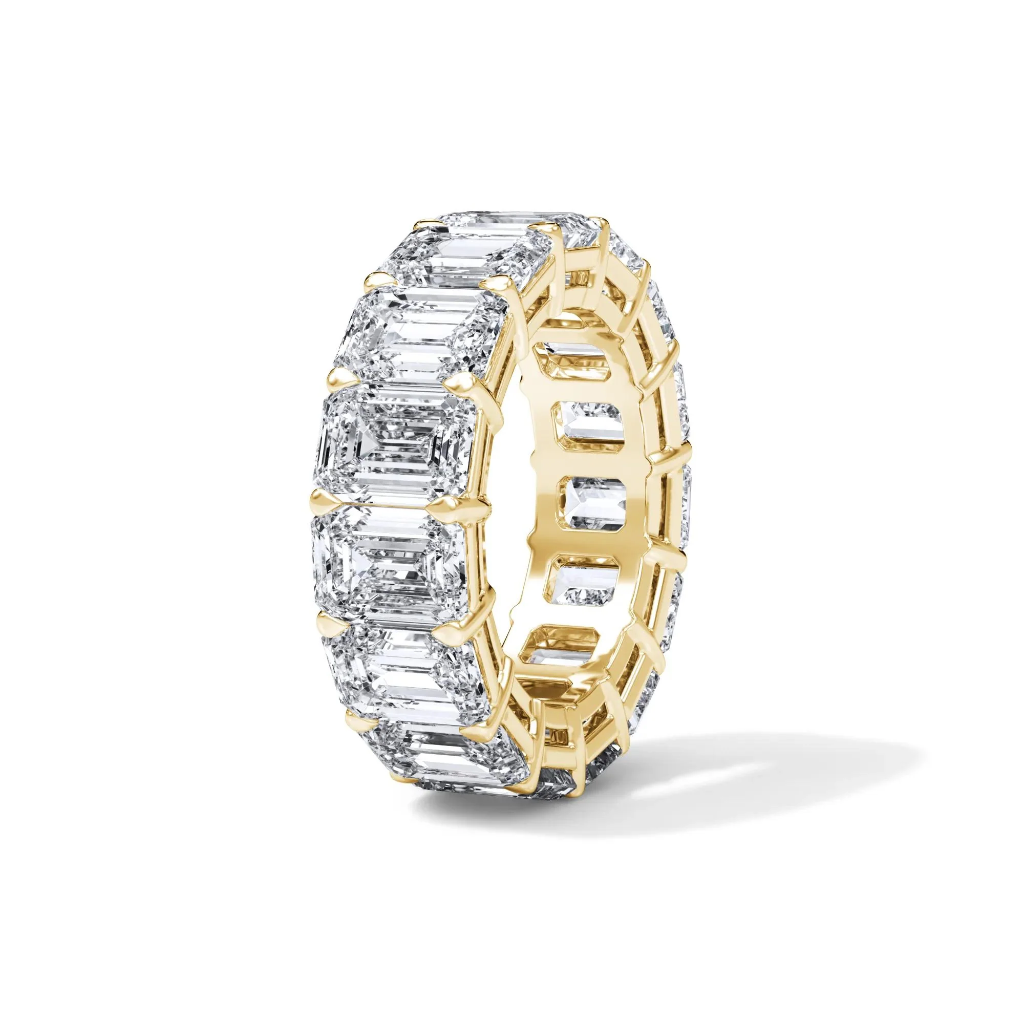 15 CT. Tw. Lab Grown Diamond Emerald-Cut Eternity Band Ring 18K Yellow Gold Size 9 3mm - Image 3