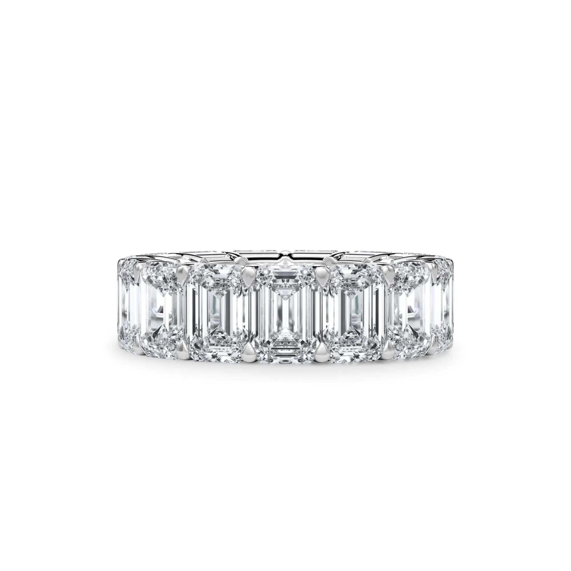 15 CT. Tw. Lab Grown Diamond Emerald-Cut Eternity Band Ring Platinum White Size 6 3mm