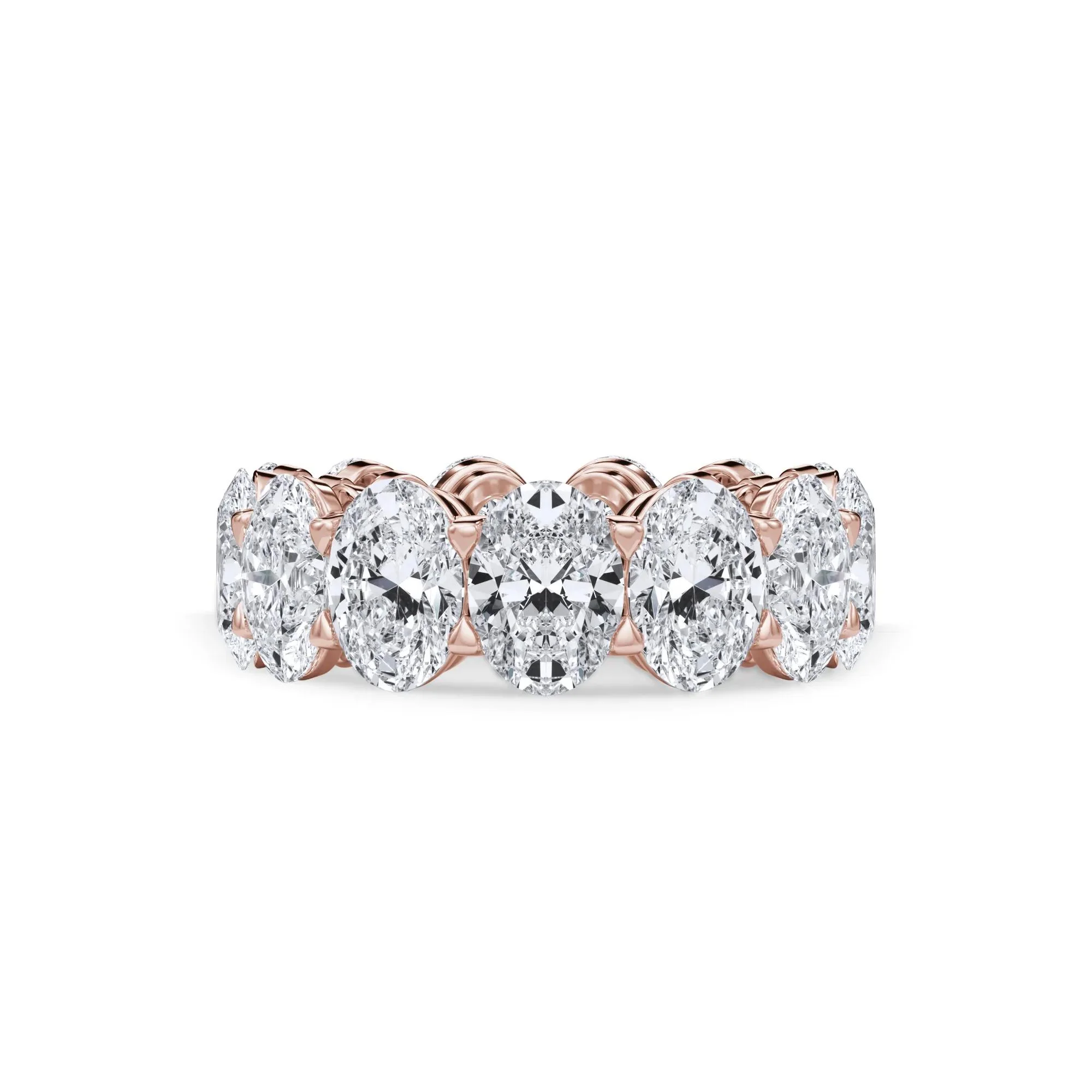 13 CT. Tw. Lab Grown Diamond Oval Eternity Band Ring 18K Rose Gold Size 7 3mm