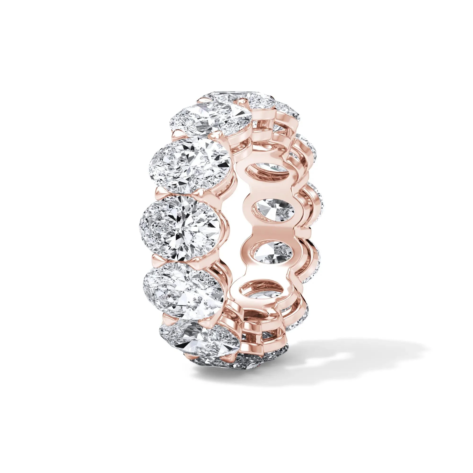 13 CT. Tw. Lab Grown Diamond Oval Eternity Band Ring 18K Rose Gold Size 7.5 3mm - Image 3