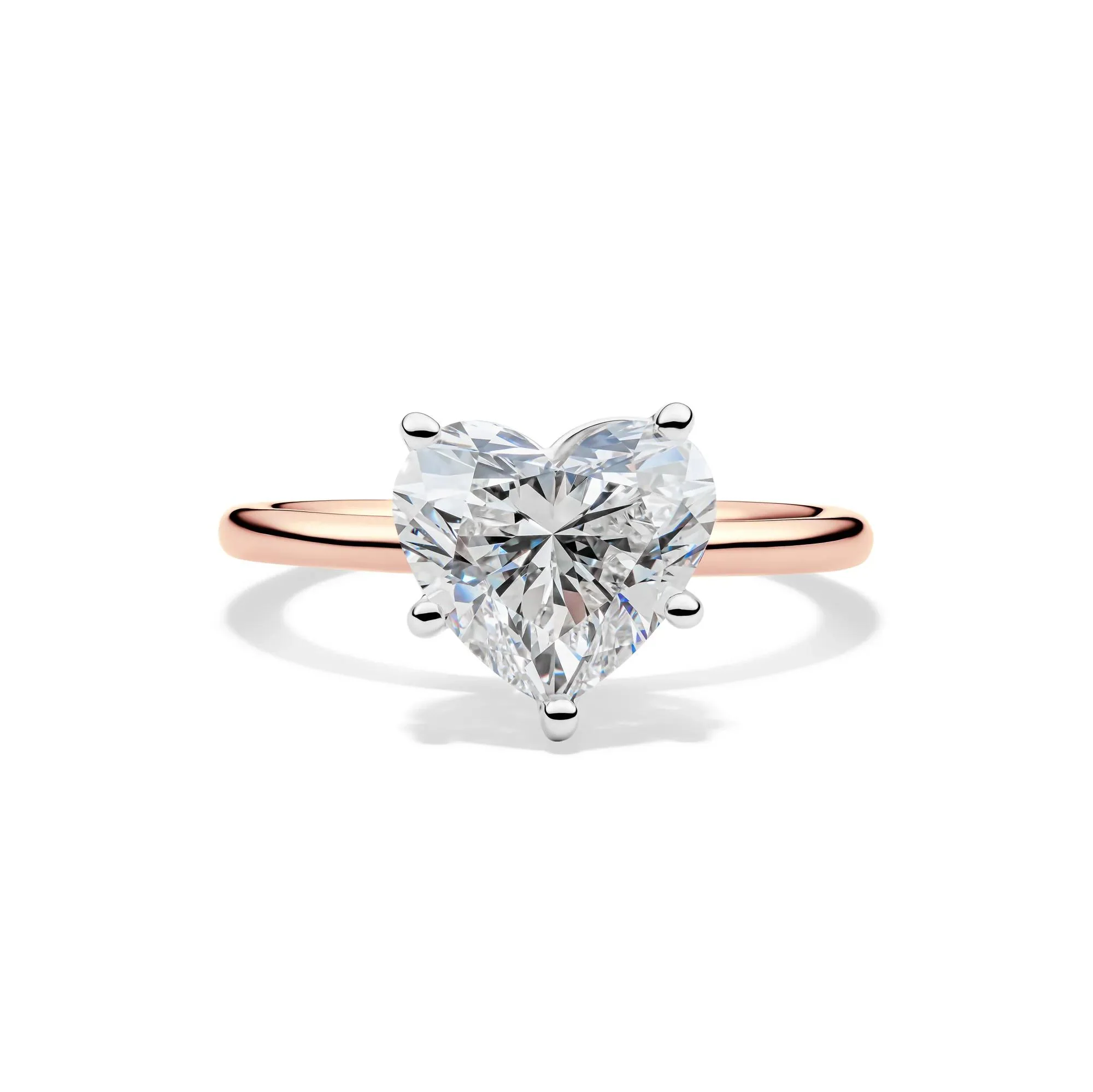 Lab Grown Diamond Heart-Shaped Solitaire Ring 14K Rose & White Gold (3 CT.) Size 11 2mm