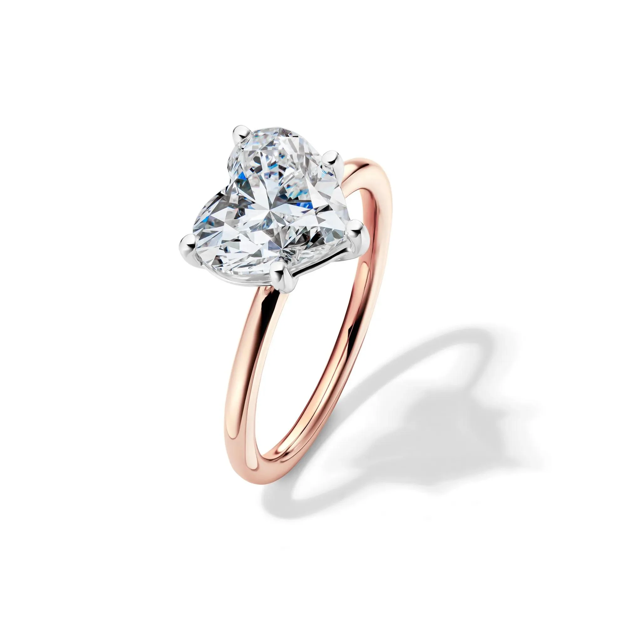 Lab Grown Diamond Heart-Shaped Solitaire Ring 14K Rose & White Gold (3 CT.) Size 11.5 2mm - Image 4