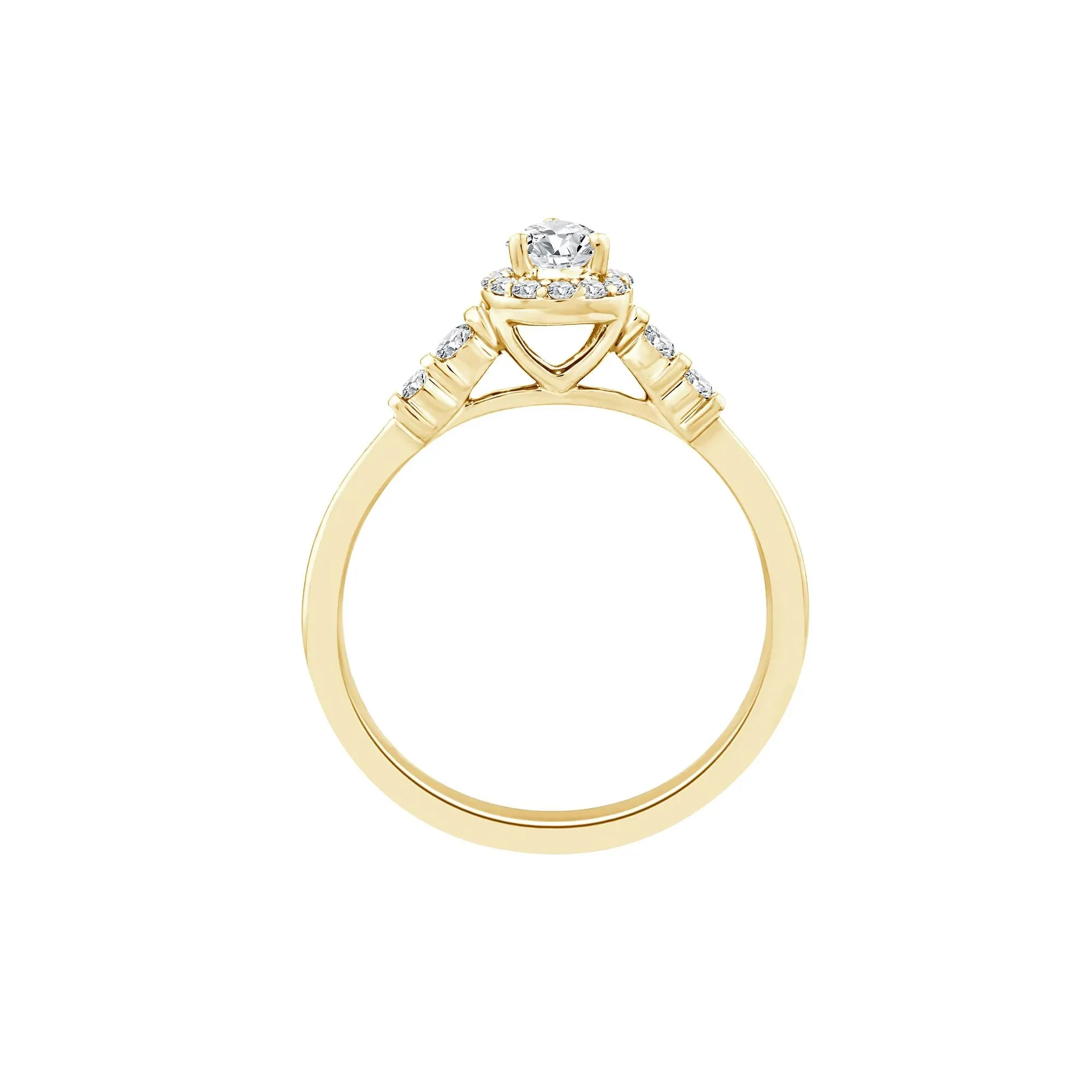 1/2 CT. Tw. Lab Grown Diamond Pear Promise Ring 10K Yellow Gold Size 6.5 1mm - Image 2
