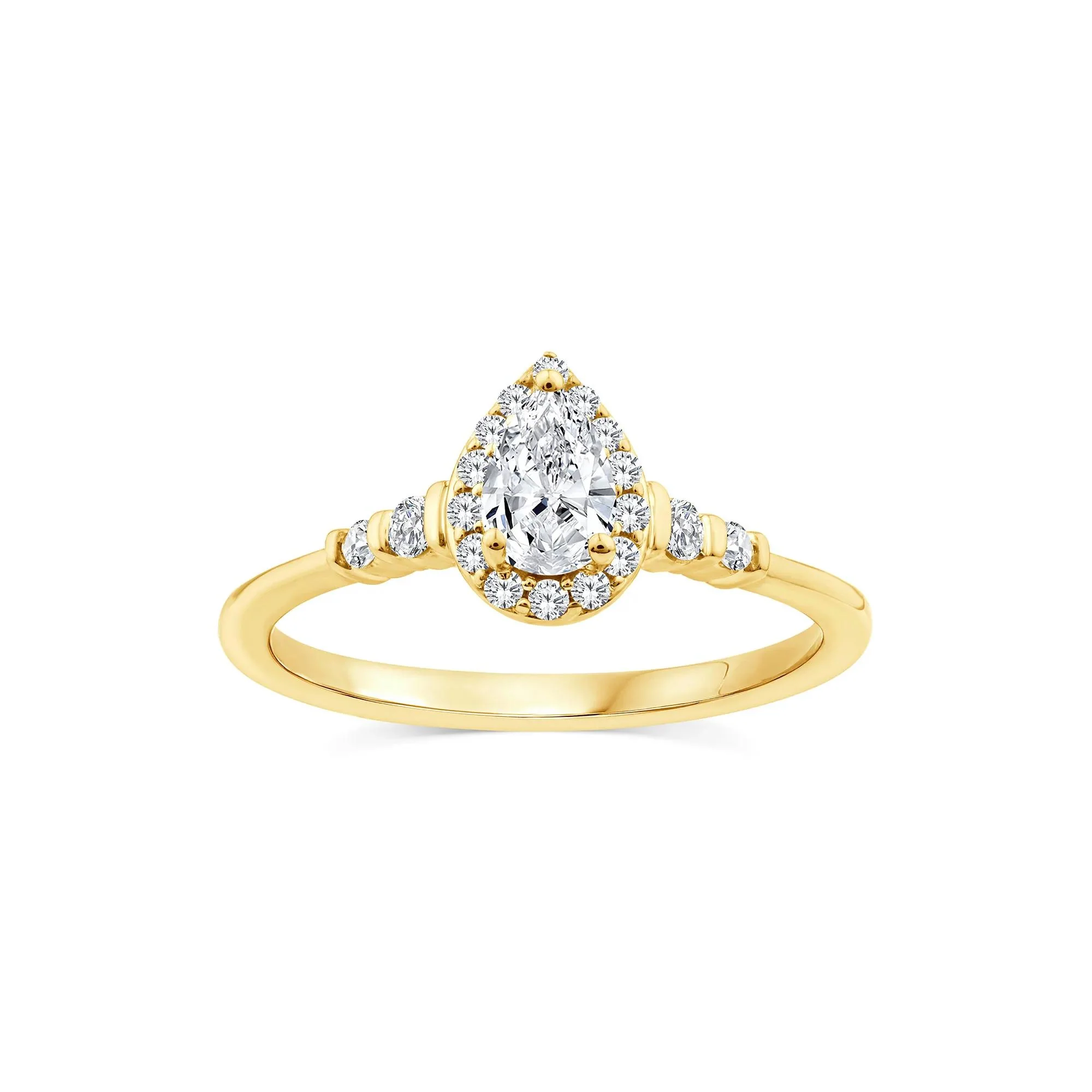 1/2 CT. Tw. Lab Grown Diamond Pear Promise Ring 10K Yellow Gold Size 9 1mm