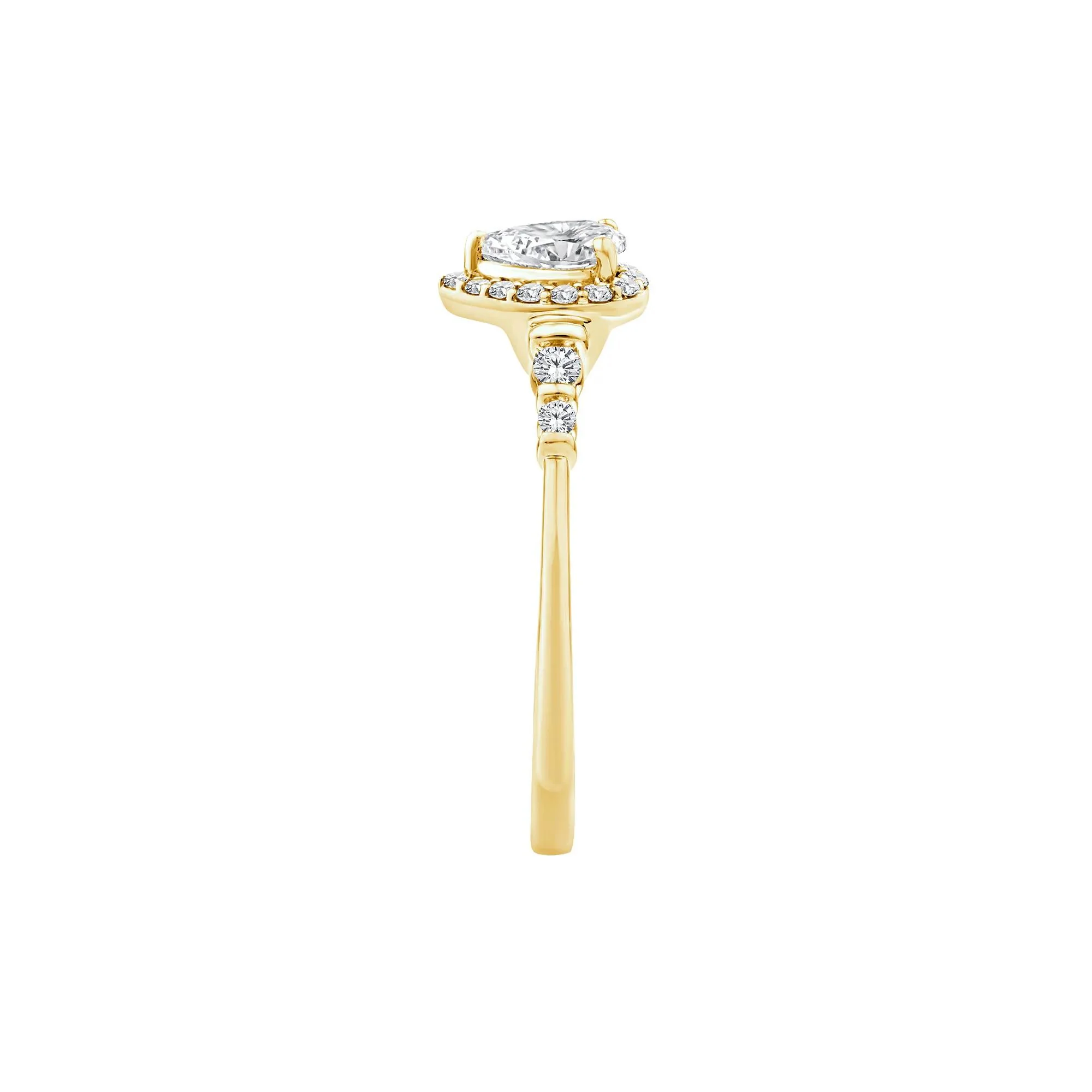 1/2 CT. Tw. Lab Grown Diamond Pear Promise Ring 10K Yellow Gold Size 9 1mm - Image 3