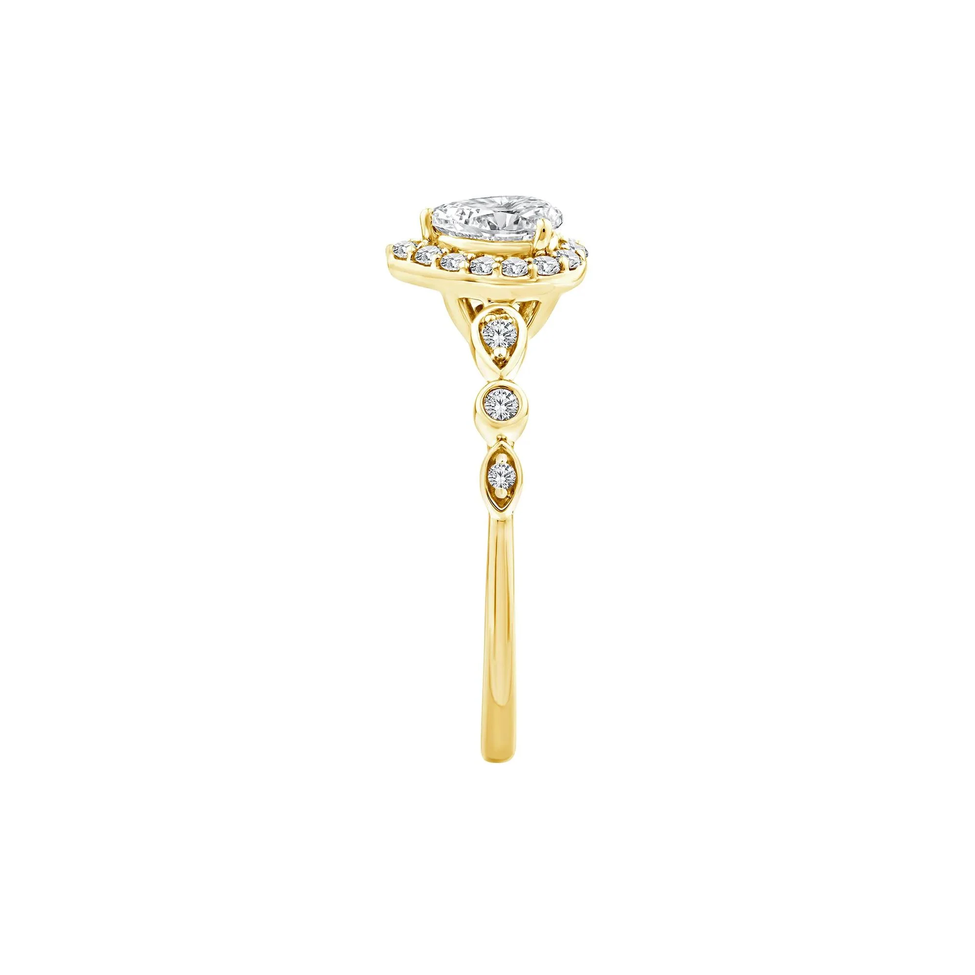 1/2 CT. Tw. Lab Grown Diamond Pear Promise Ring 10K Yellow Gold Size 10 1mm - Image 3