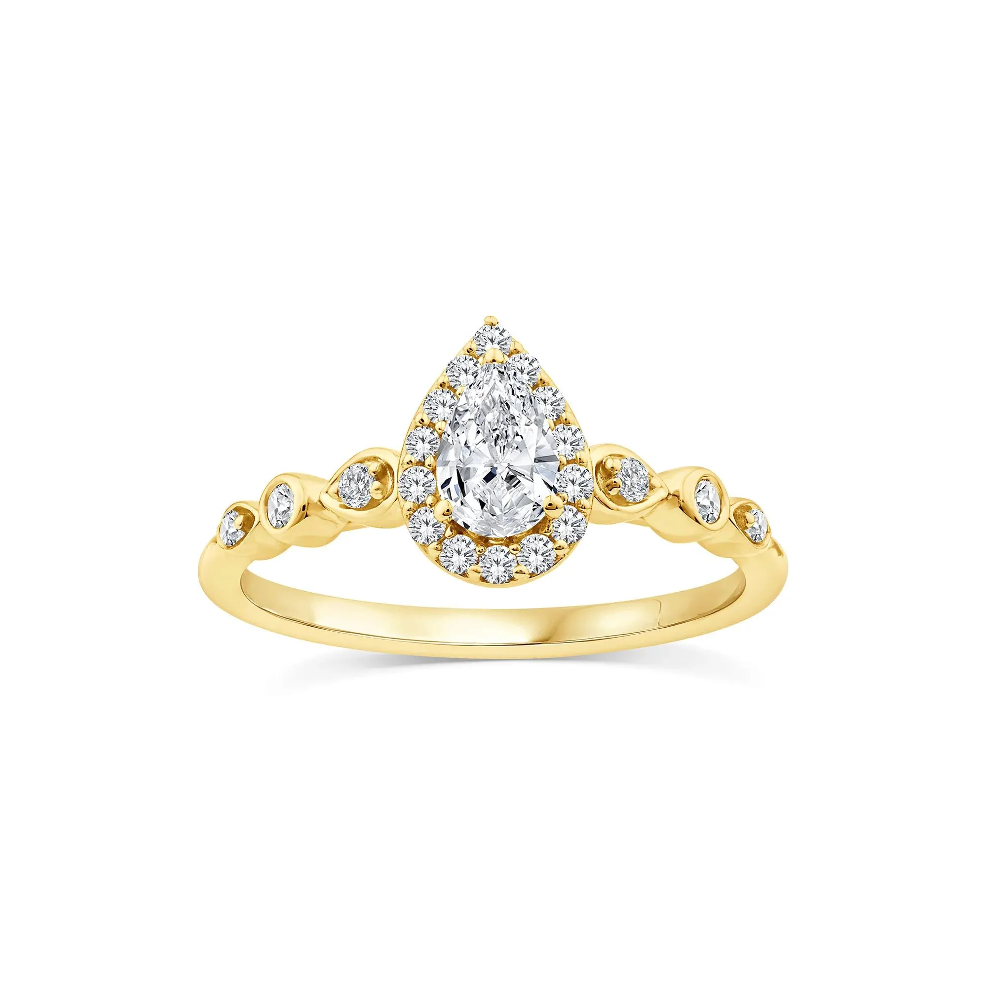 1/2 CT. Tw. Lab Grown Diamond Pear Promise Ring 10K Yellow Gold Size 8.5 1mm