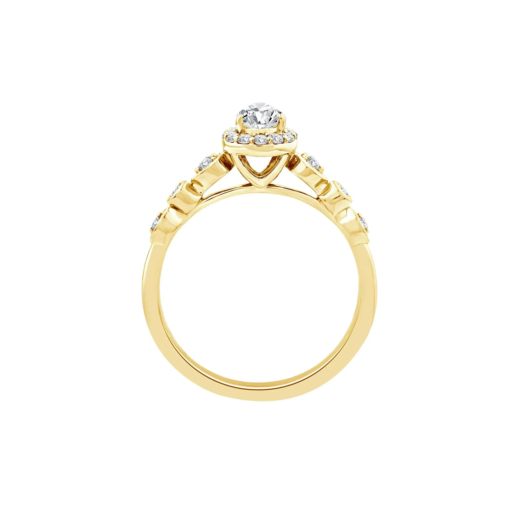1/2 CT. Tw. Lab Grown Diamond Pear Promise Ring 10K Yellow Gold Size 9.5 1mm - Image 2